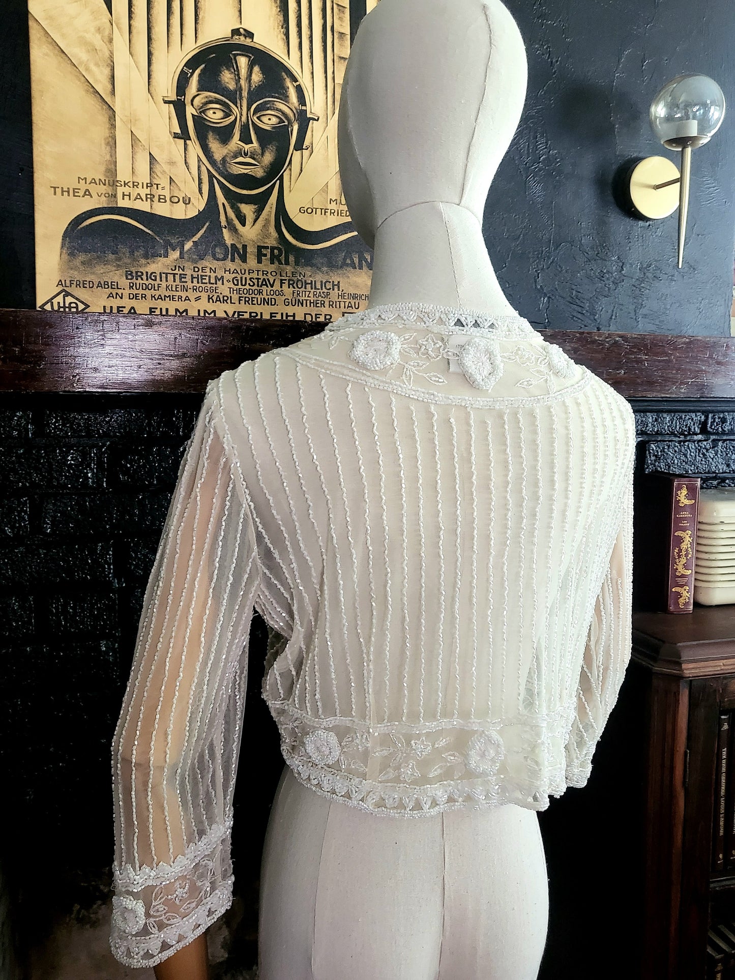 STYLE 5001 - Vintage "Stenay" Ivory Beaded Long Sleeve Bolero