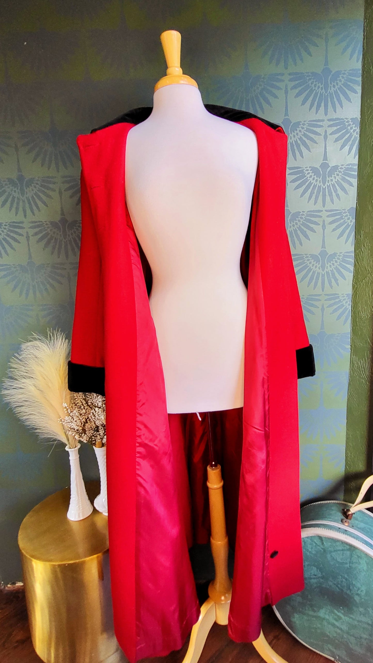 SOLD - Vintage "Albert Nipon" Lipstick Red Wool Box Coat