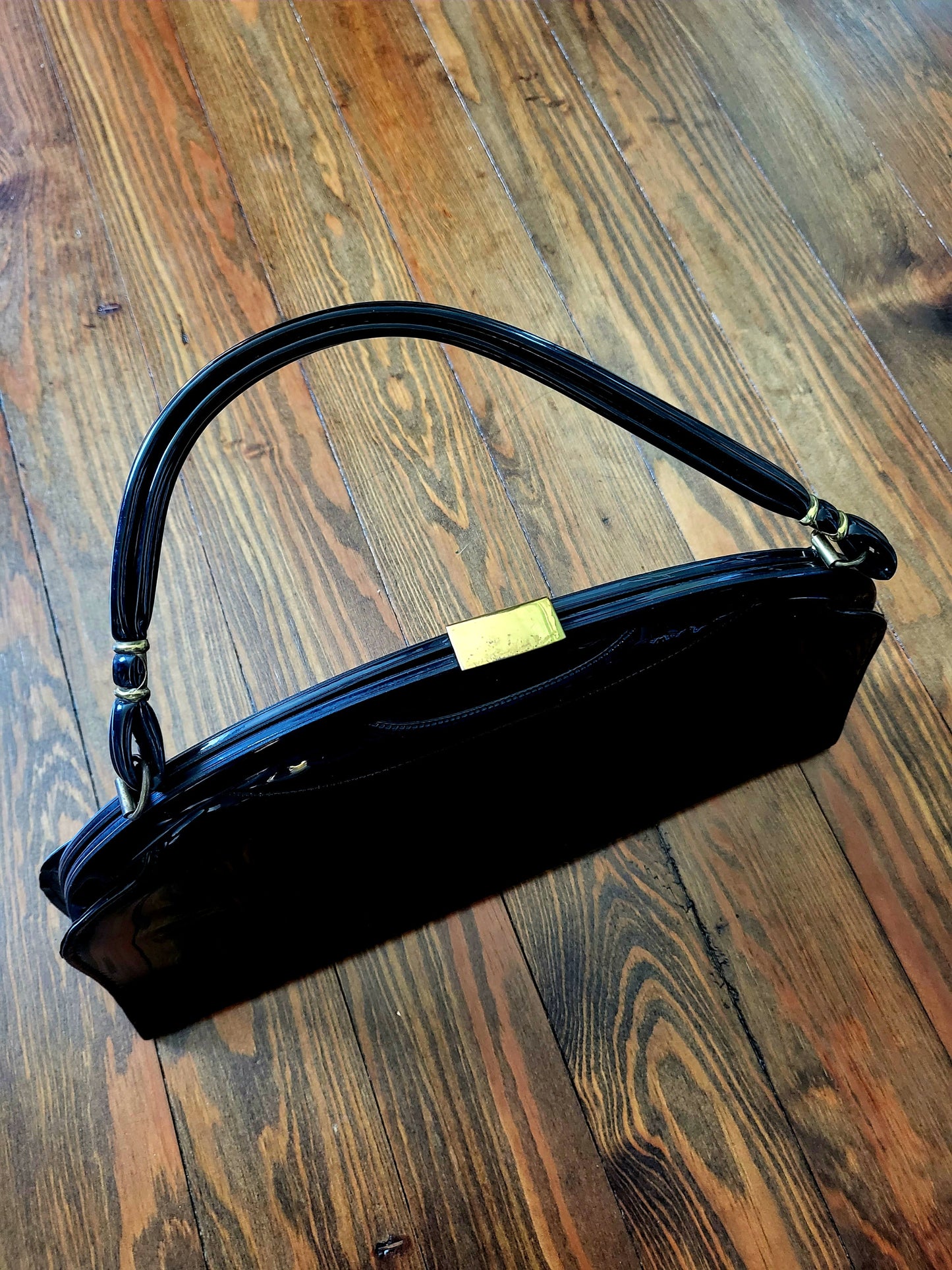 SOLD - Vintage 1950's AETNA Black Patent Leather Handbag