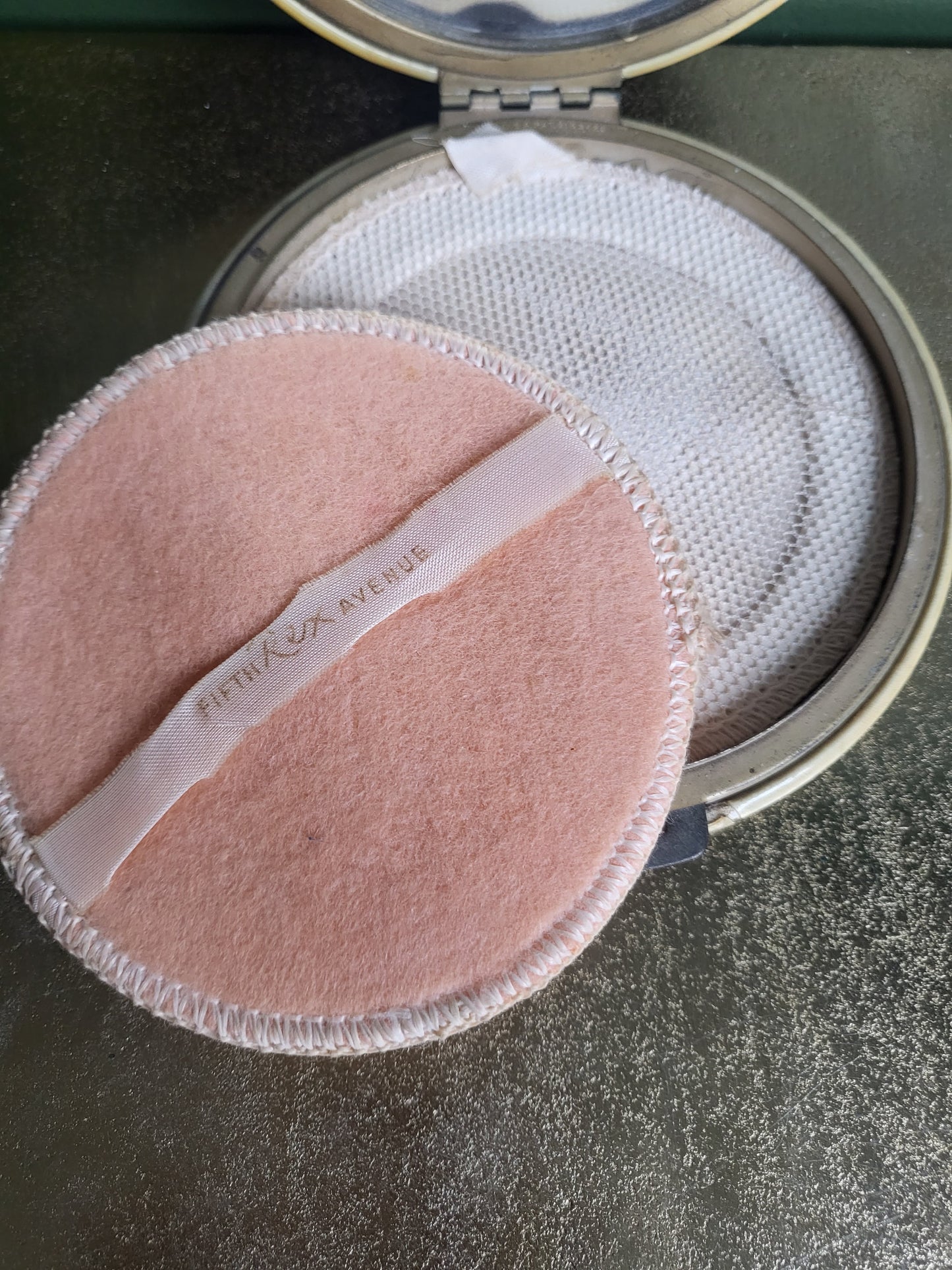SOLD - Vintage Rex Fifth Avenue Large Face Powder Compact - Daisy