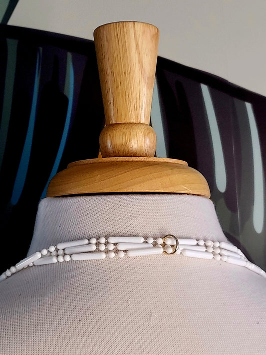 Vintage Dash-Dot White Love Beads