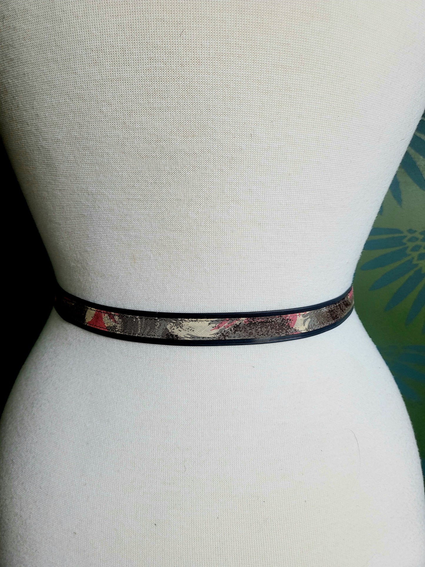 Vintage Loralyn Gray and Pink Abstract Print Belt
