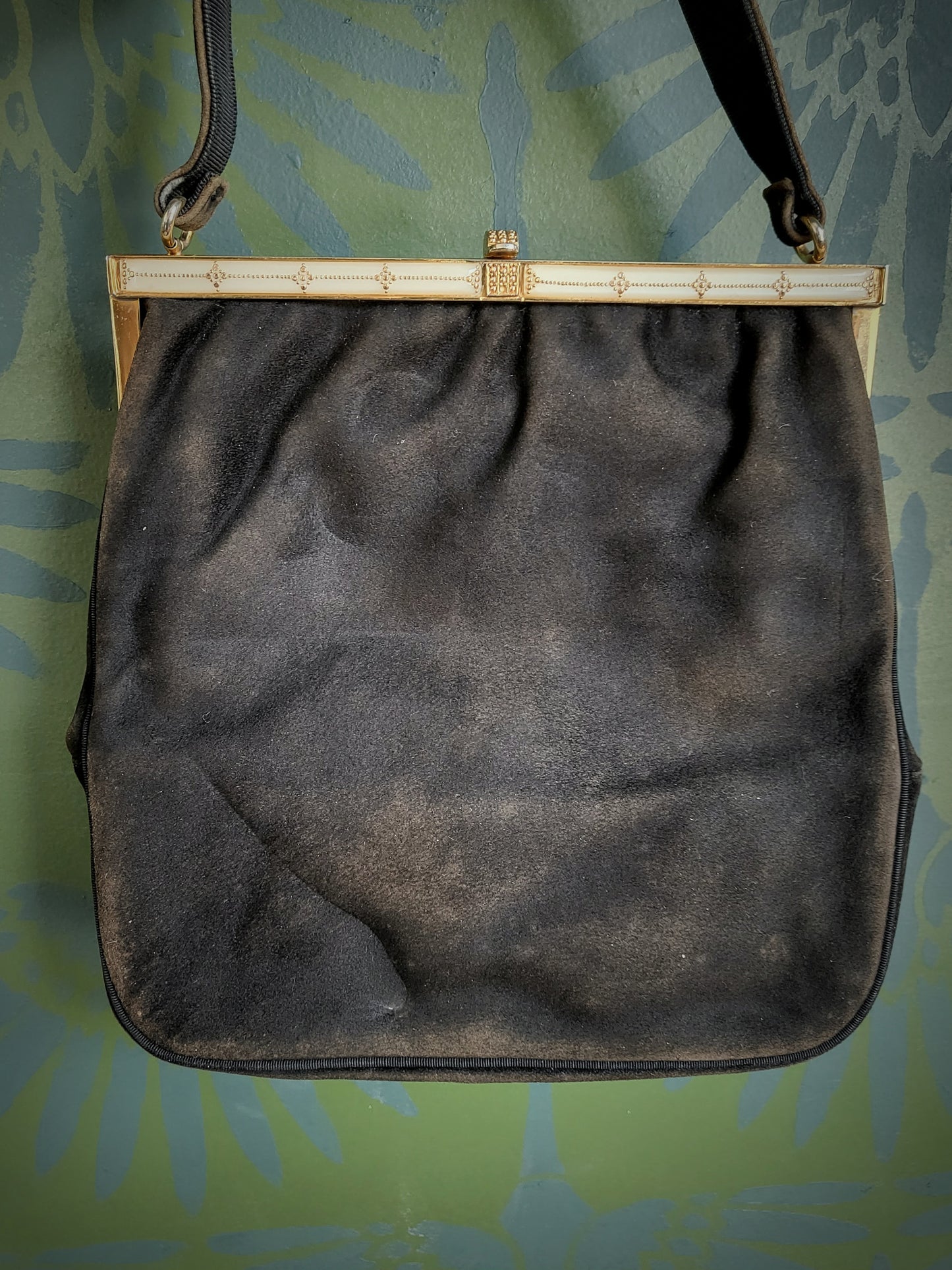 SOLD - Vintage 1940's-1950's Harry Rosenfeld Suede Handbag