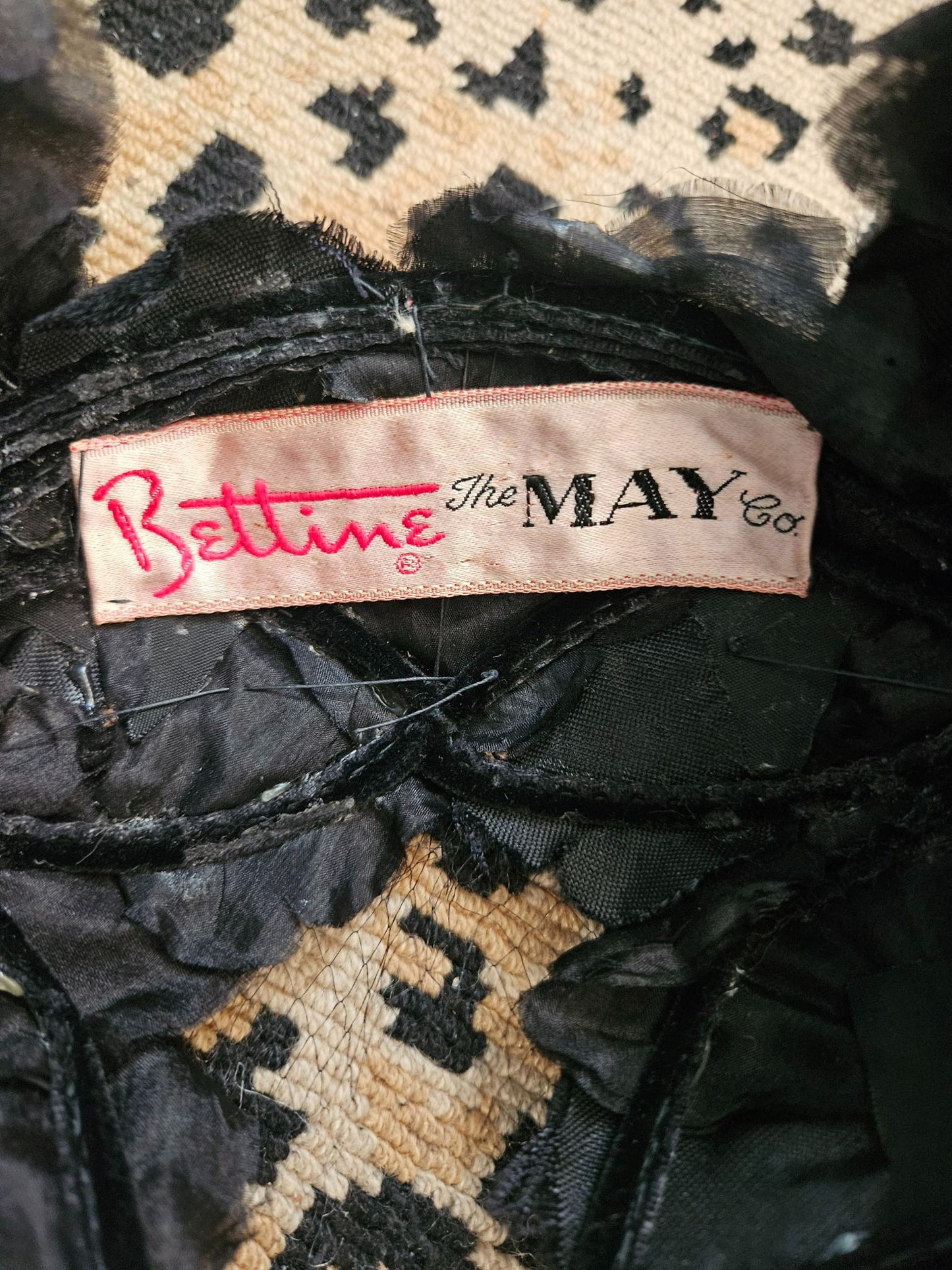 SOLD - Vintage 1950's Black Velvet & Silk Floral Topper