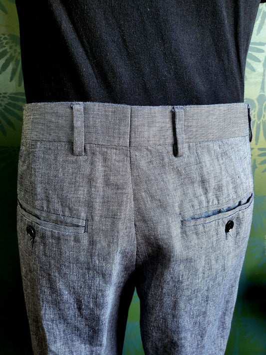 Slim Fit Men's Trousers with Ankle Cuff - Bluish Gray