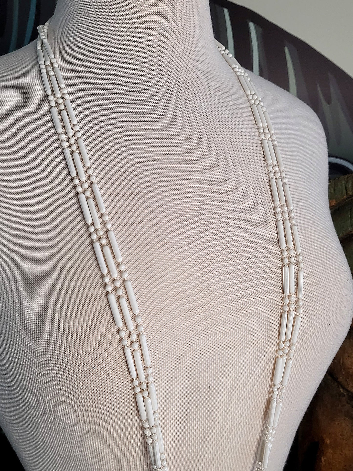Vintage Dash-Dot White Love Beads