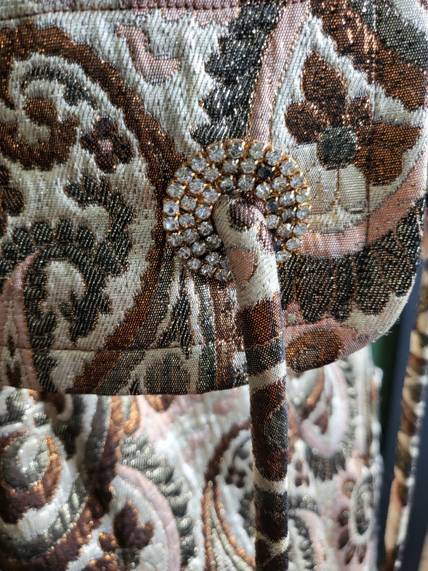 SOLD - Vintage 1960's Kent Original Metallic Bronze Paisley Short Gown with Jacket
