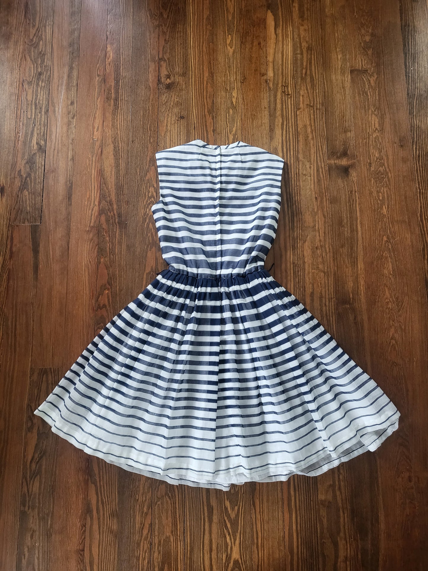 SOLD - Vintage Hartly Westwood Fashions Striped Full Skirt Dress -Navy/White