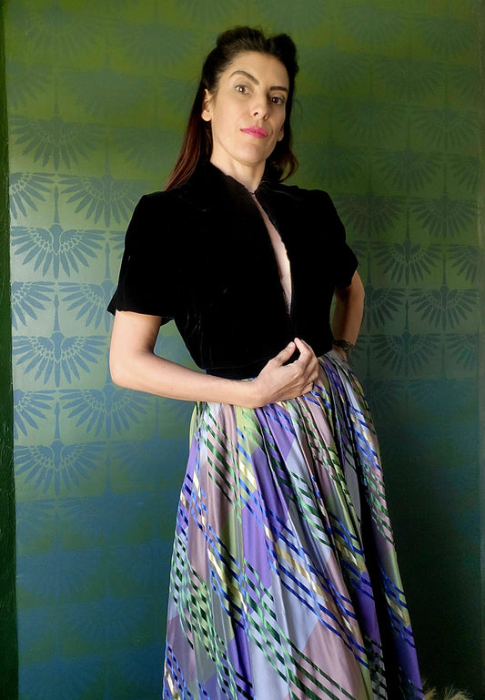 Vintage 1950's Jo Collins Full Skirt and Velvet Bolero Set