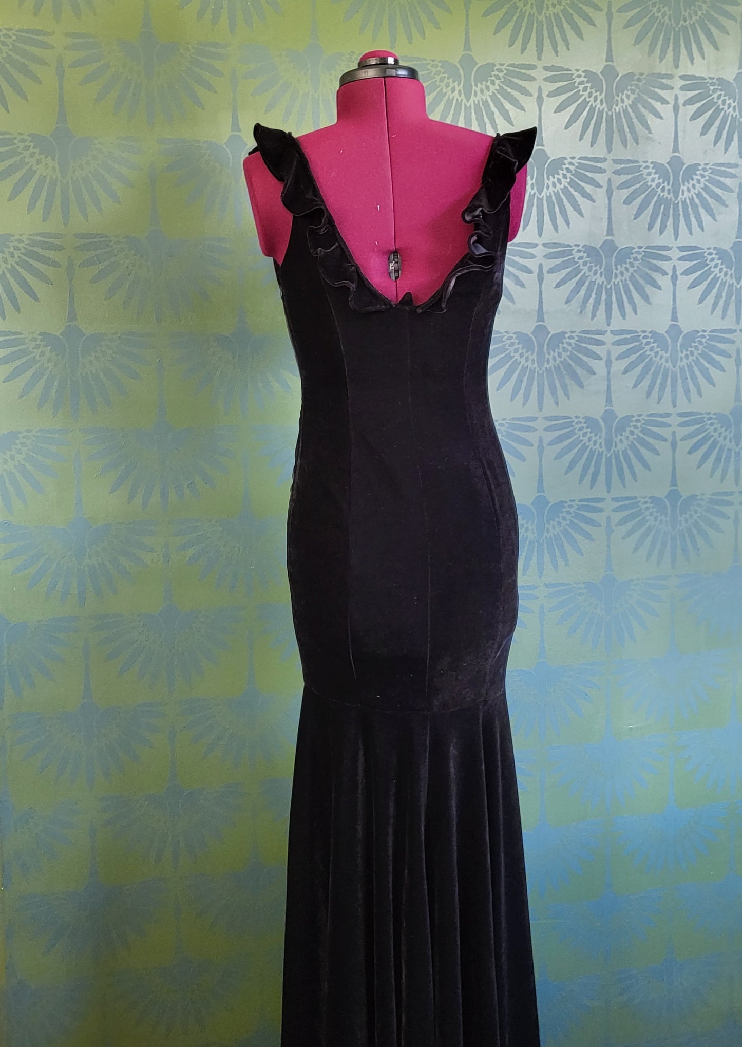 SOLD - Vintage Velvet Drop Waist Evening Gown