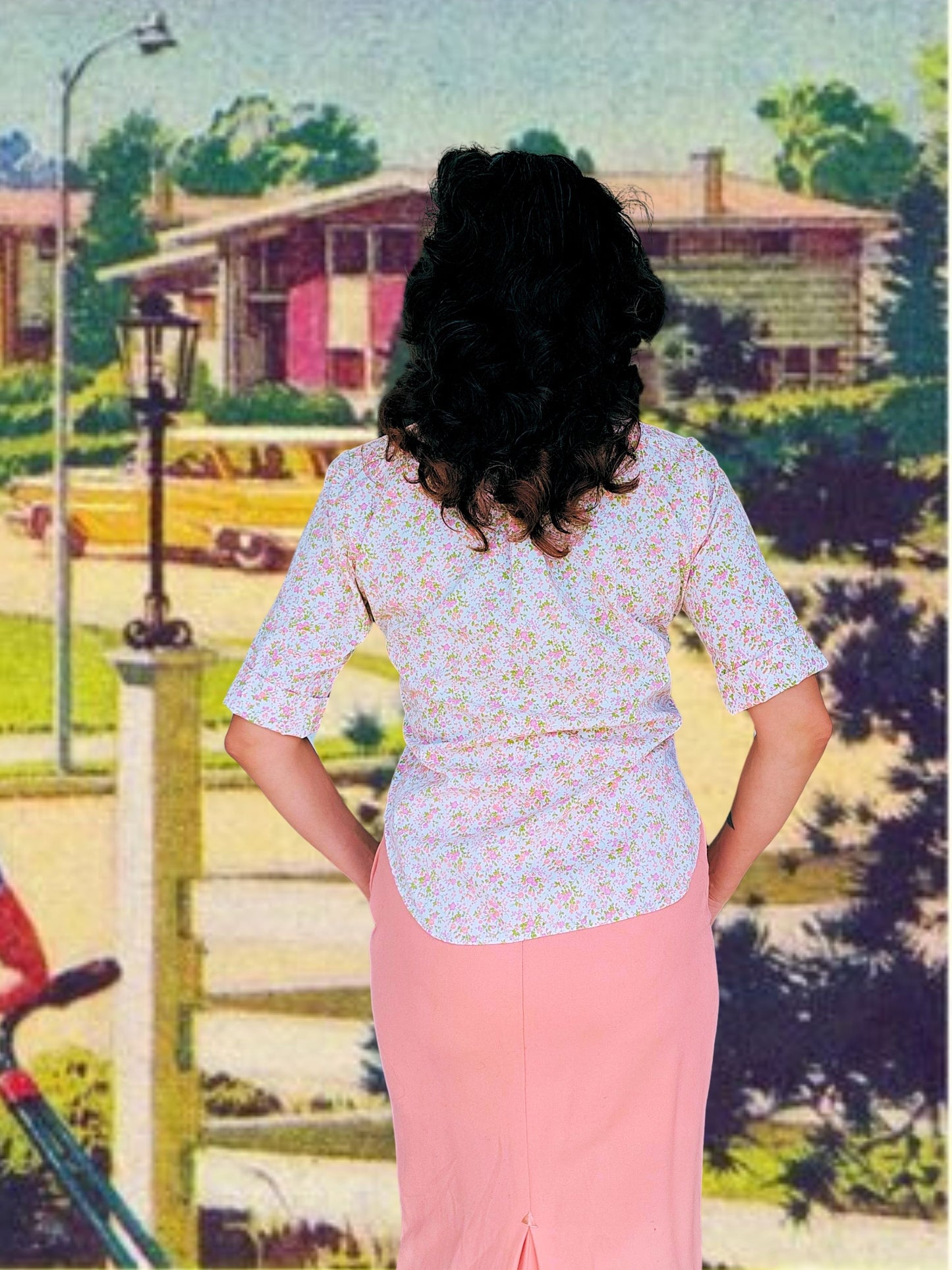 SOLD - Vintage 1950's "Cos Cob" Cotton Floral Blouse