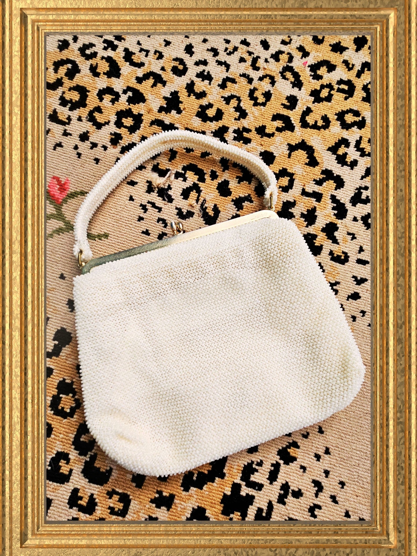 SOLD- Vintage Ivory Petite Bead Handbag