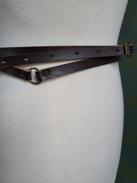 Vintage Chocolate Brown Leather Wrap Belt