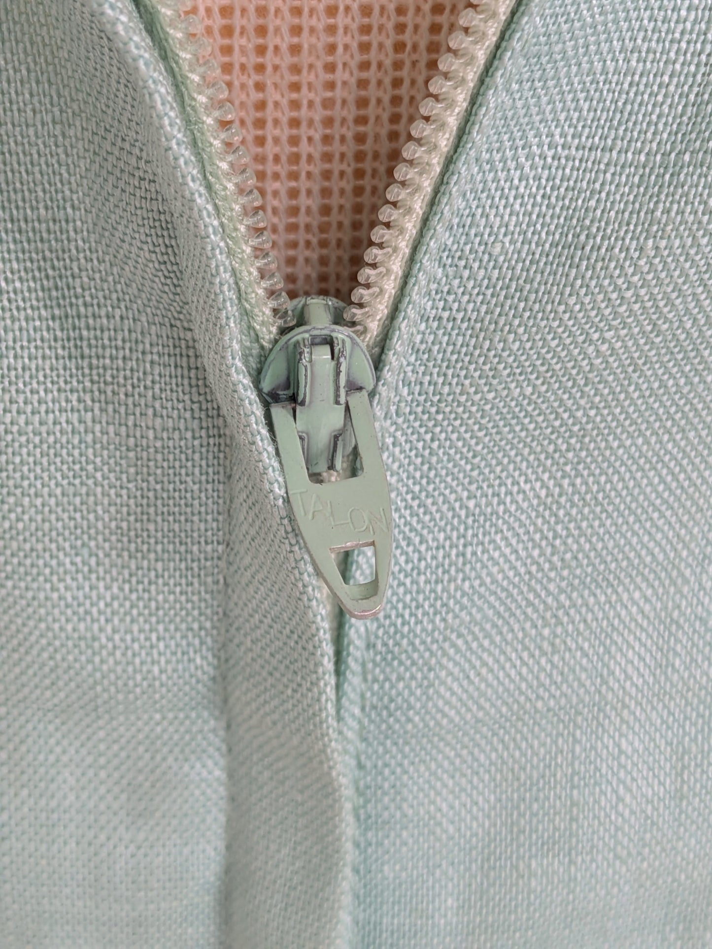 Vintage 1960s Mint Green Beaded Linen Pencil Dress