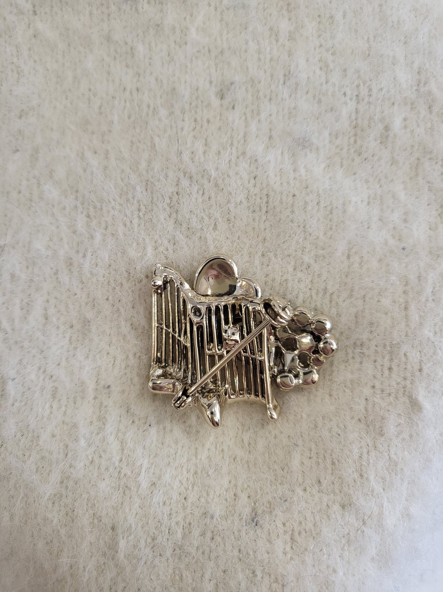 Vintage Rhinestone Bouquet and Heart Brooch