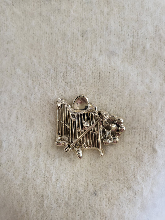 Vintage Rhinestone Bouquet and Heart Brooch