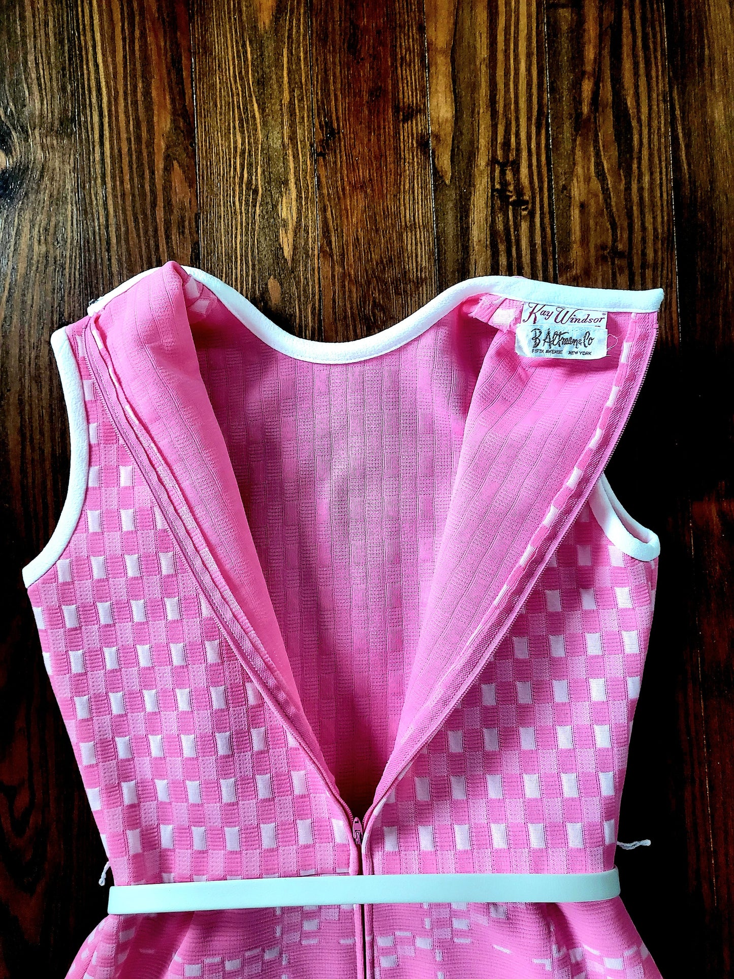 SOLD - Vintage 1960's Kay Windsor for B. Altman & Co. Pink Check Shift Dress