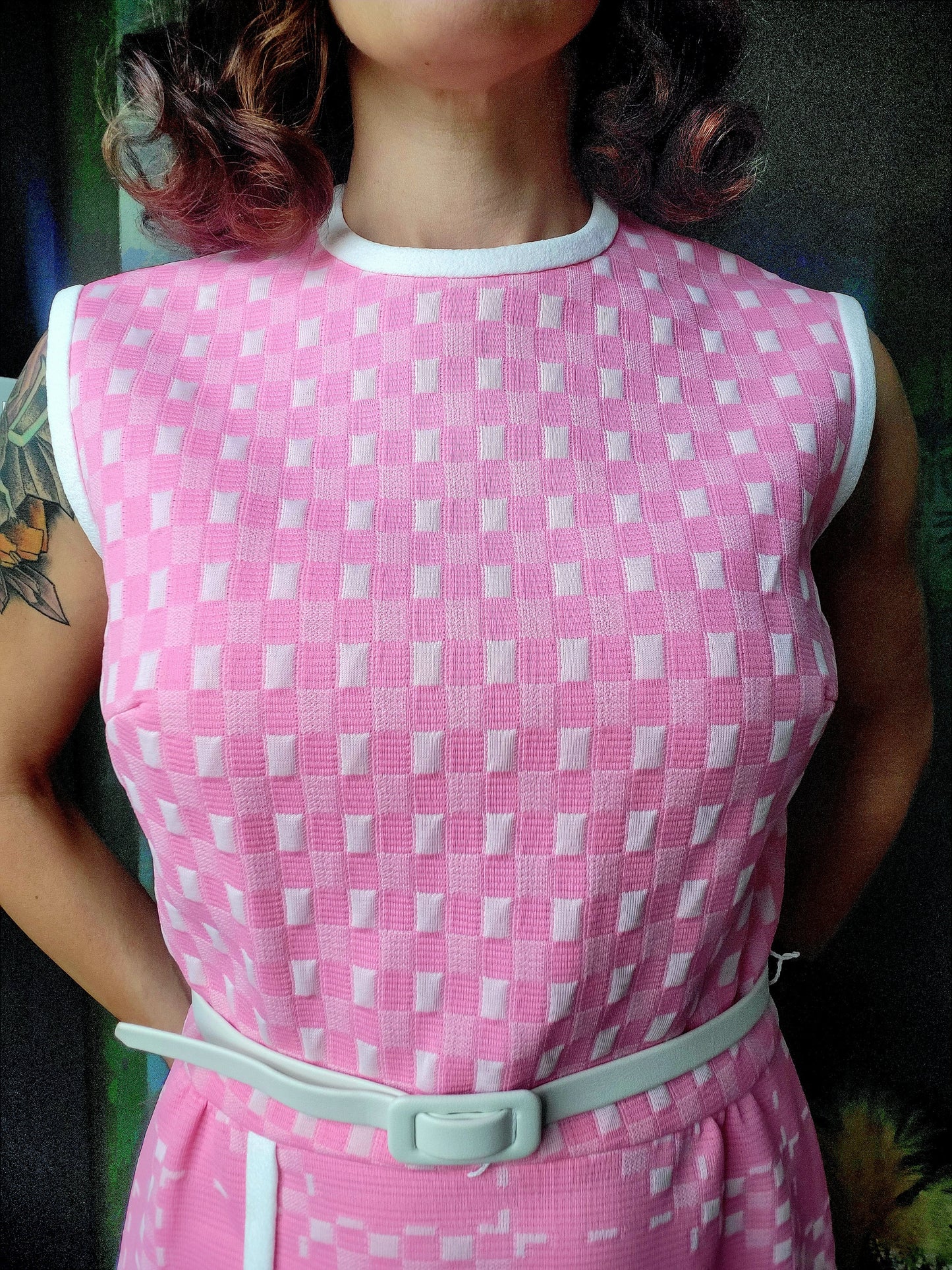 SOLD - Vintage 1960's Kay Windsor for B. Altman & Co. Pink Check Shift Dress