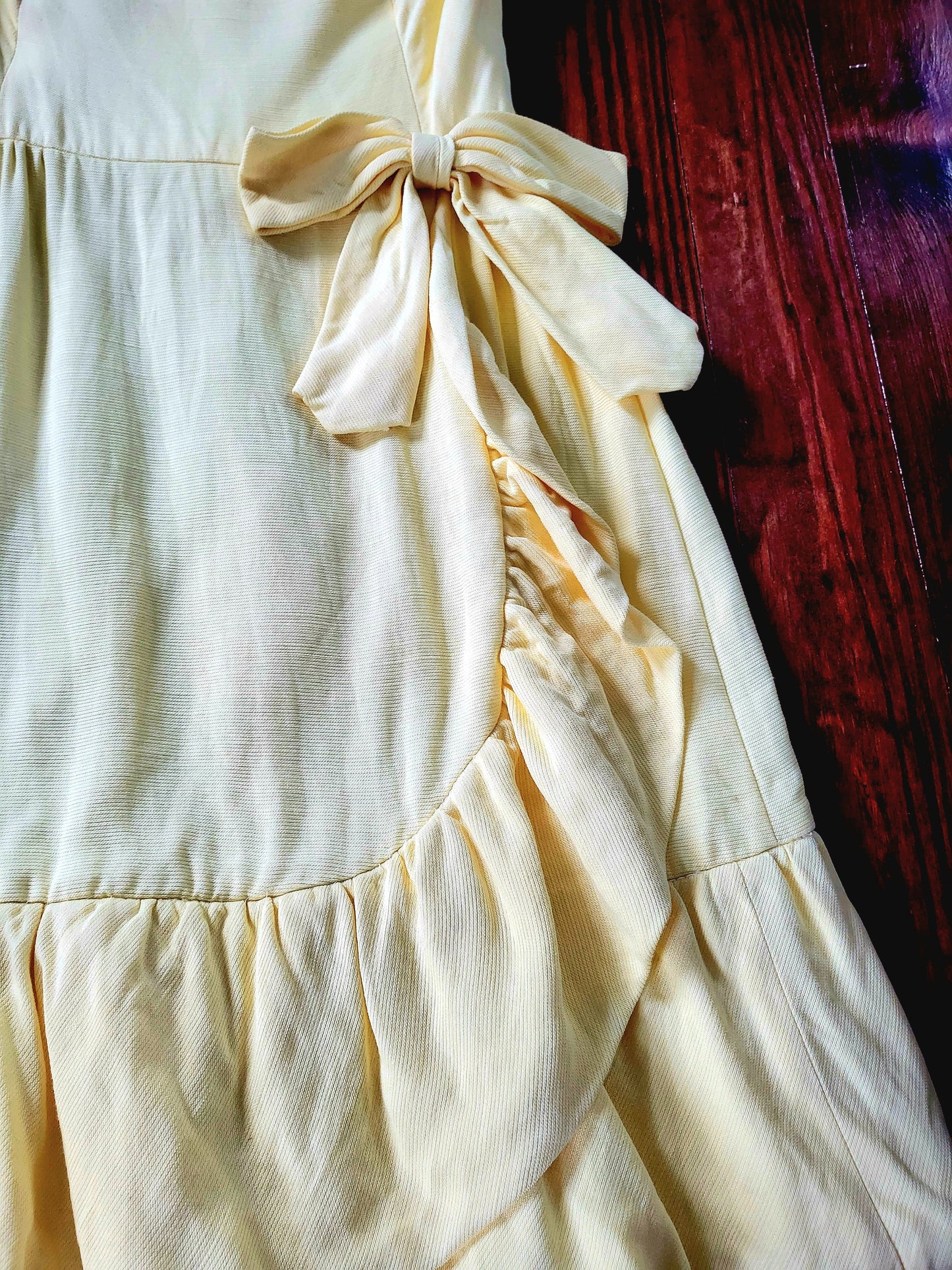 SOLD - Vintage 1960's Lemon Yellow Sun Dress with Ruffle Hem