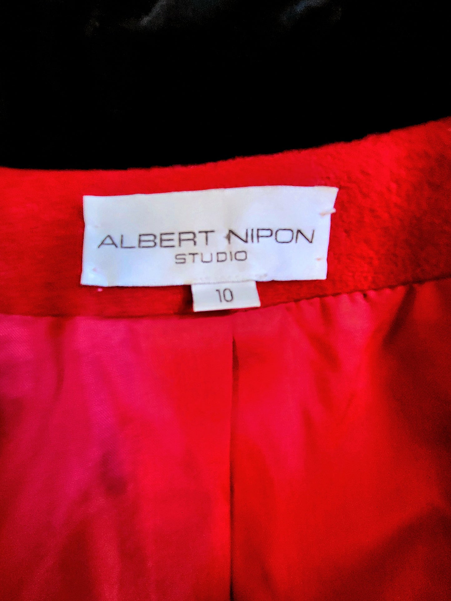 SOLD - Vintage "Albert Nipon" Lipstick Red Wool Box Coat
