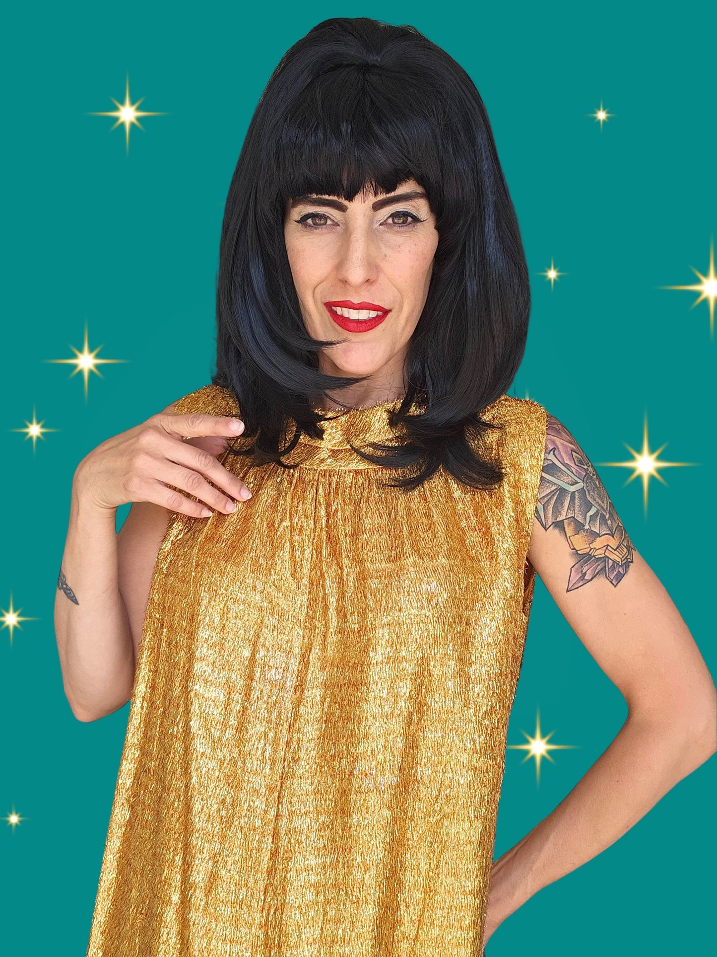 SOLD - Vintage 1960's-1970's Gold and Copper Tinsel Tent Gown
