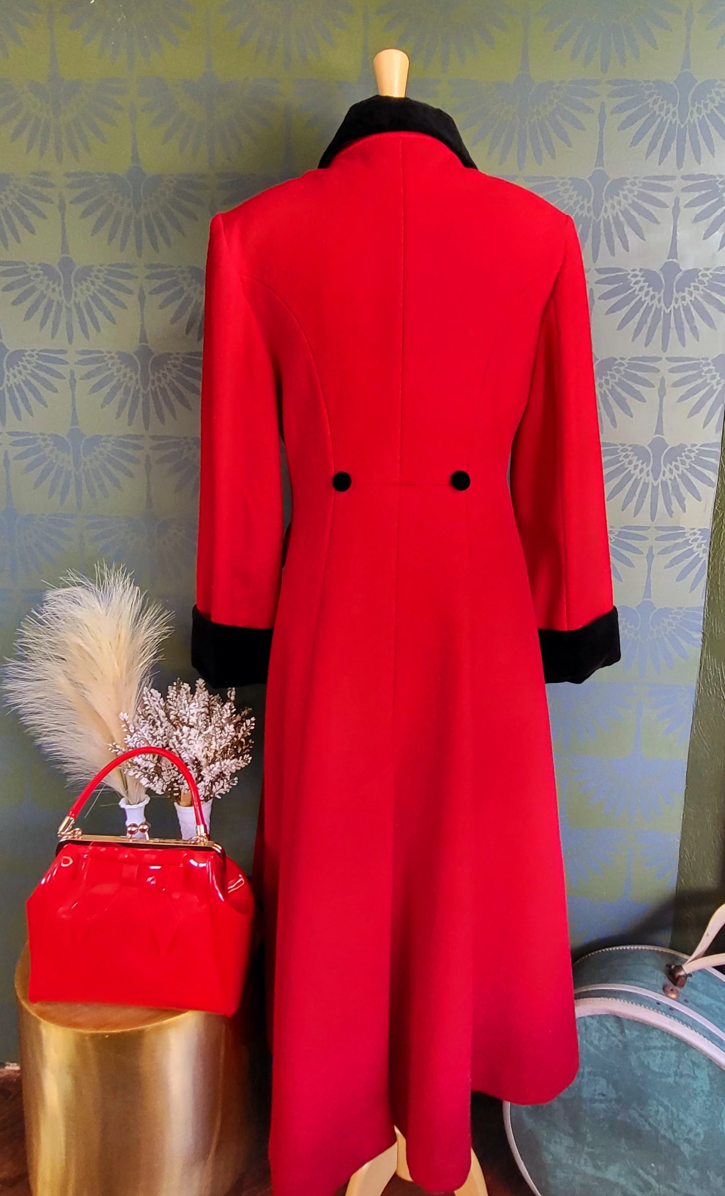 SOLD - Vintage "Albert Nipon" Lipstick Red Wool Box Coat