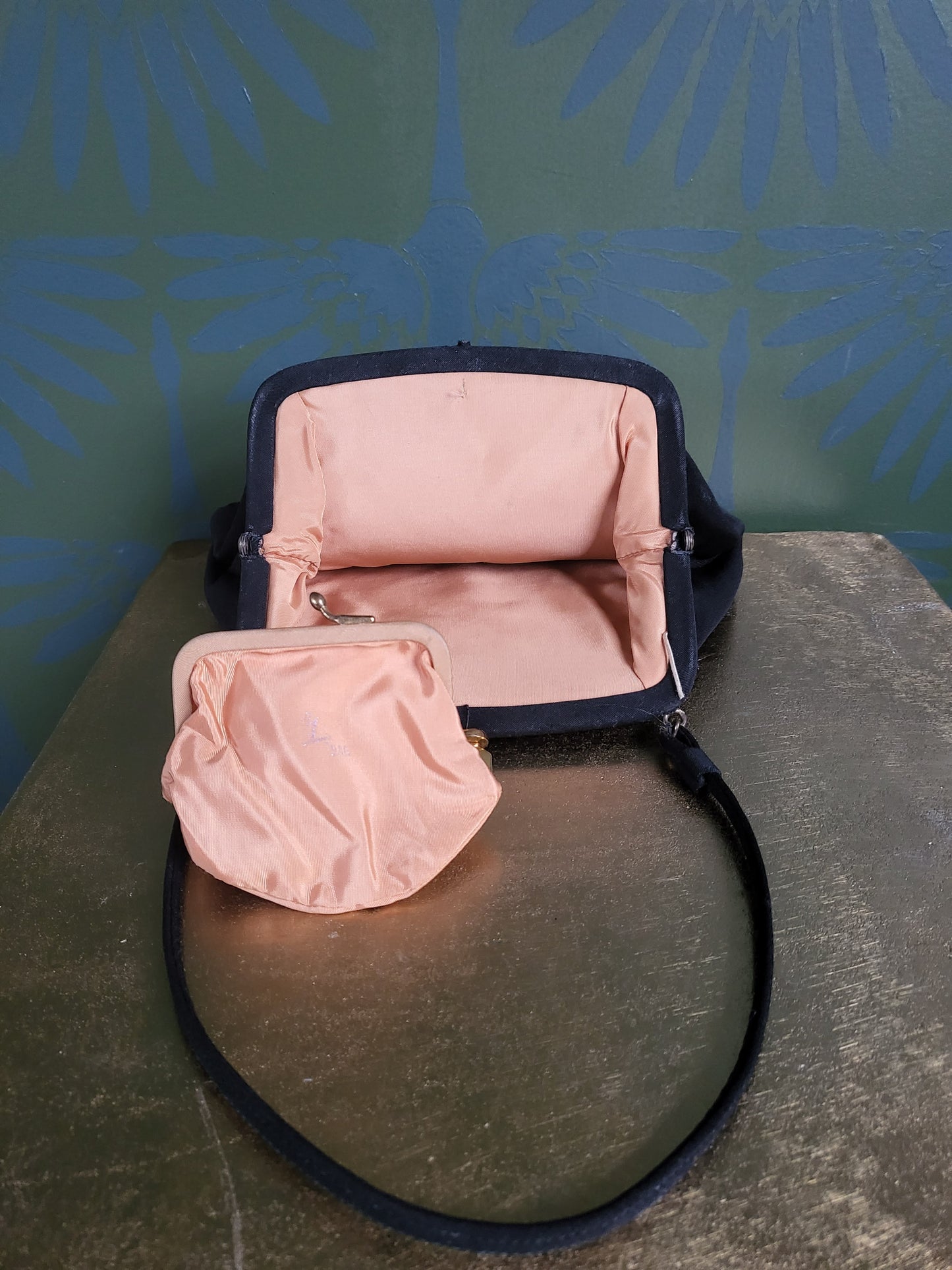 SOLD - Vintage 1940's-1950's Black Ribbed Evening Bag