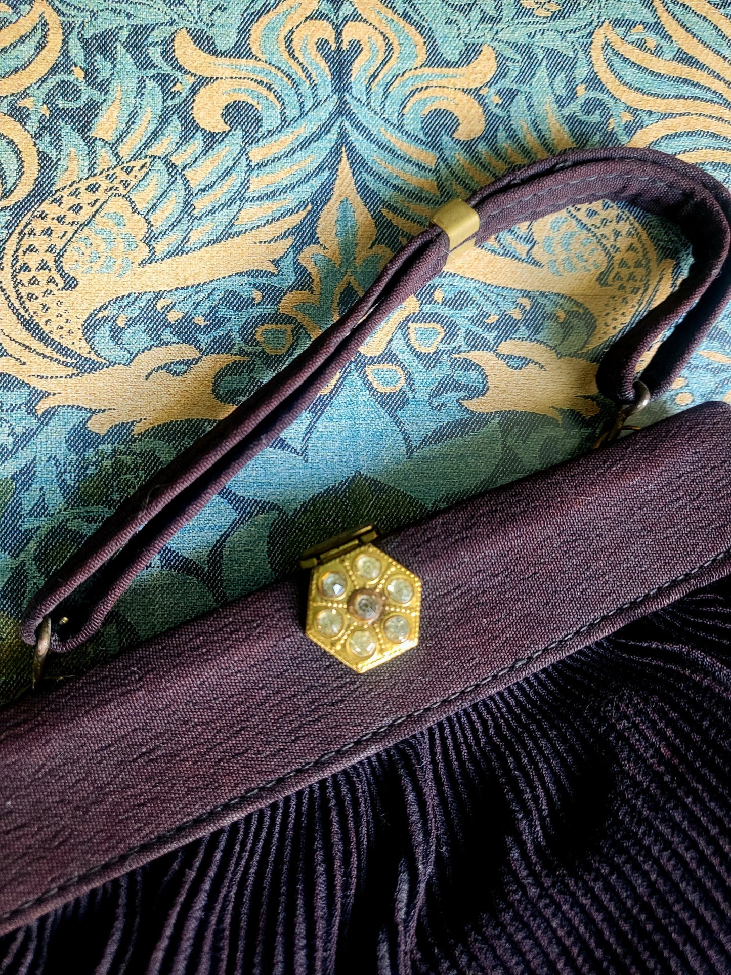 SOLD - Vintage 1940's Silk Crepe Deco Evening bag