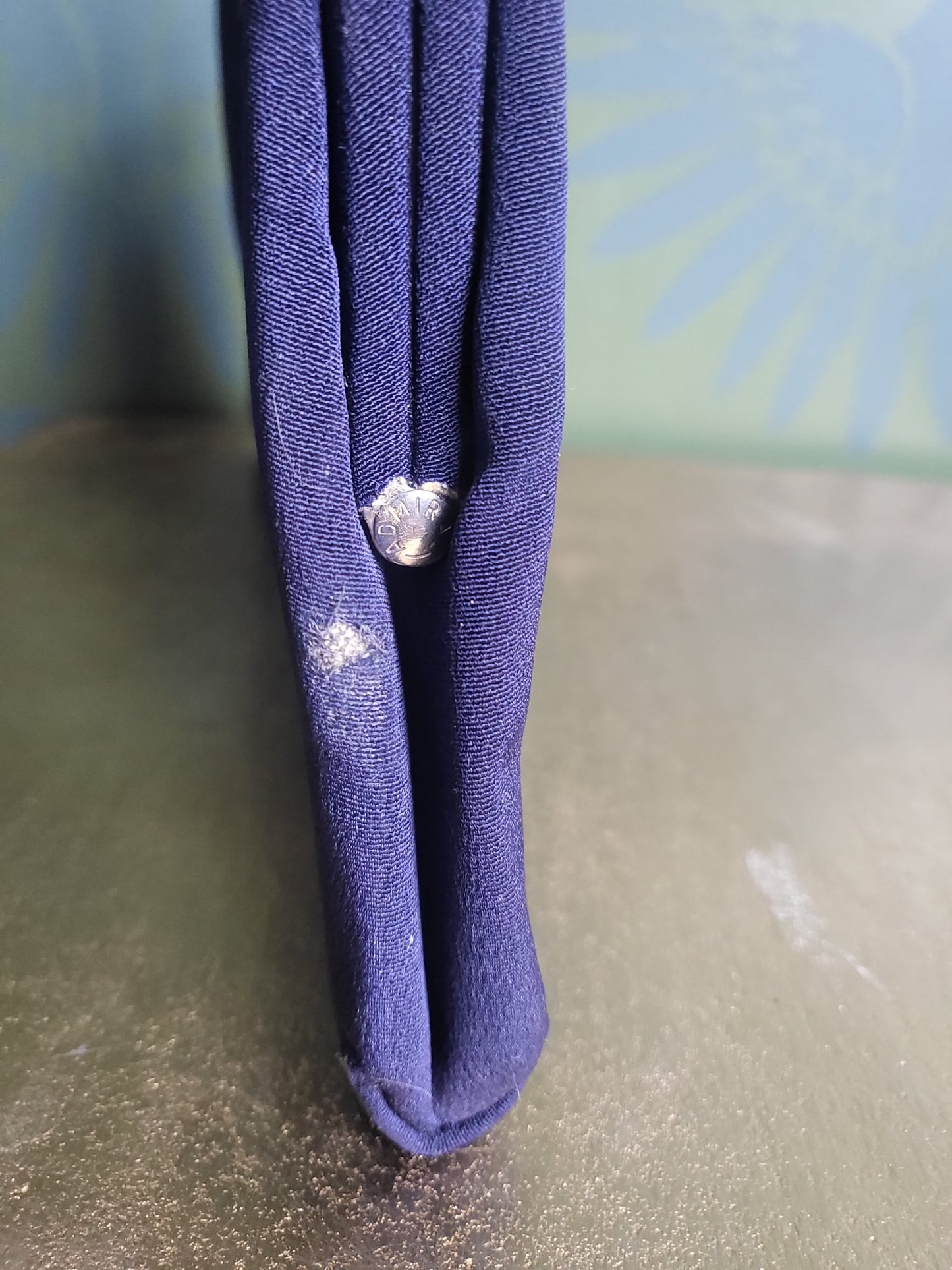 SOLD - Vintage 1940's-1950's Navy Satin Evening Handbag