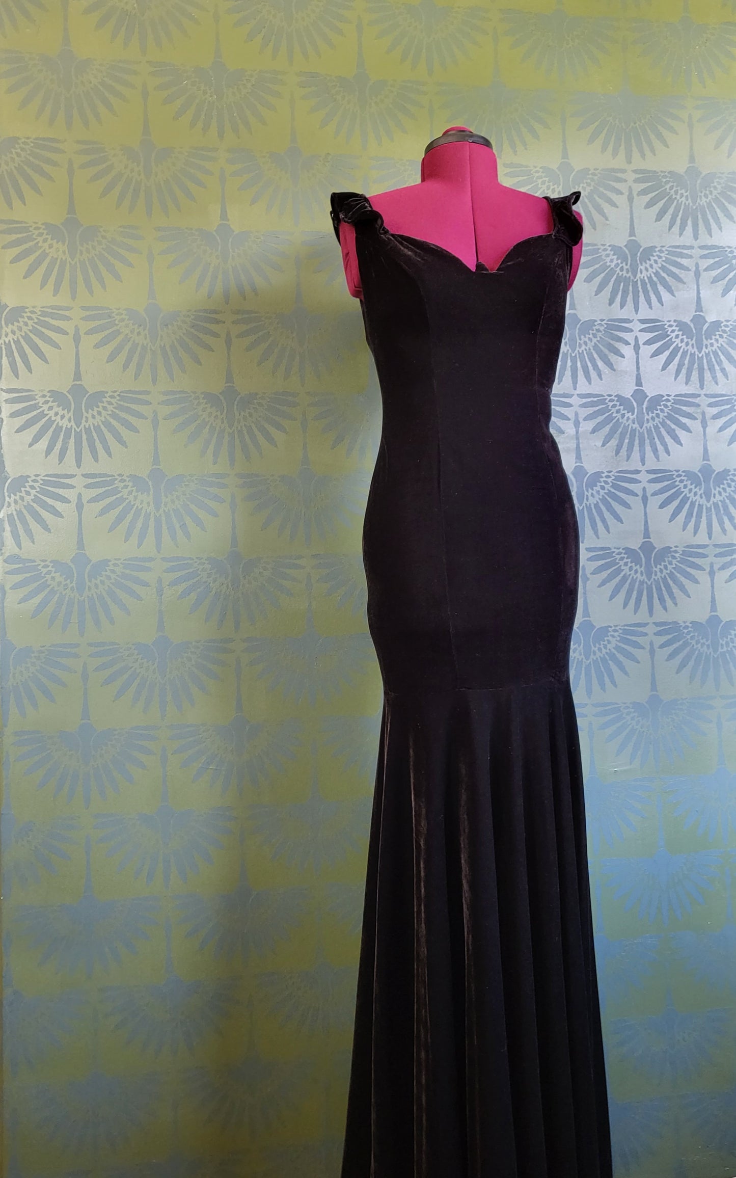 SOLD - Vintage Velvet Drop Waist Evening Gown