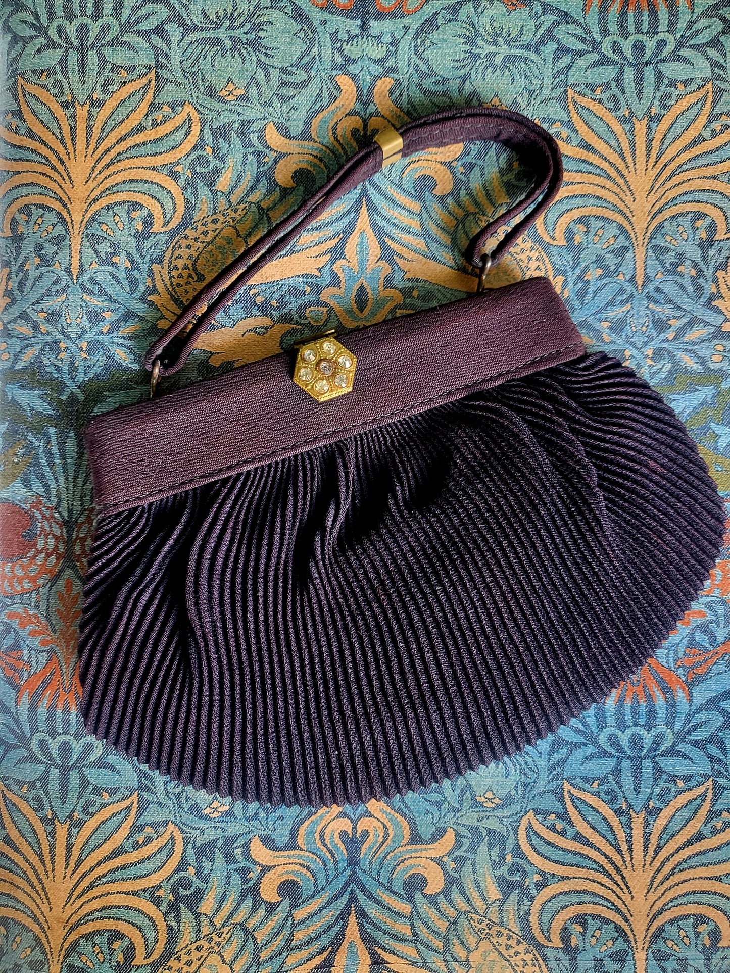 SOLD - Vintage 1940's Silk Crepe Deco Evening bag