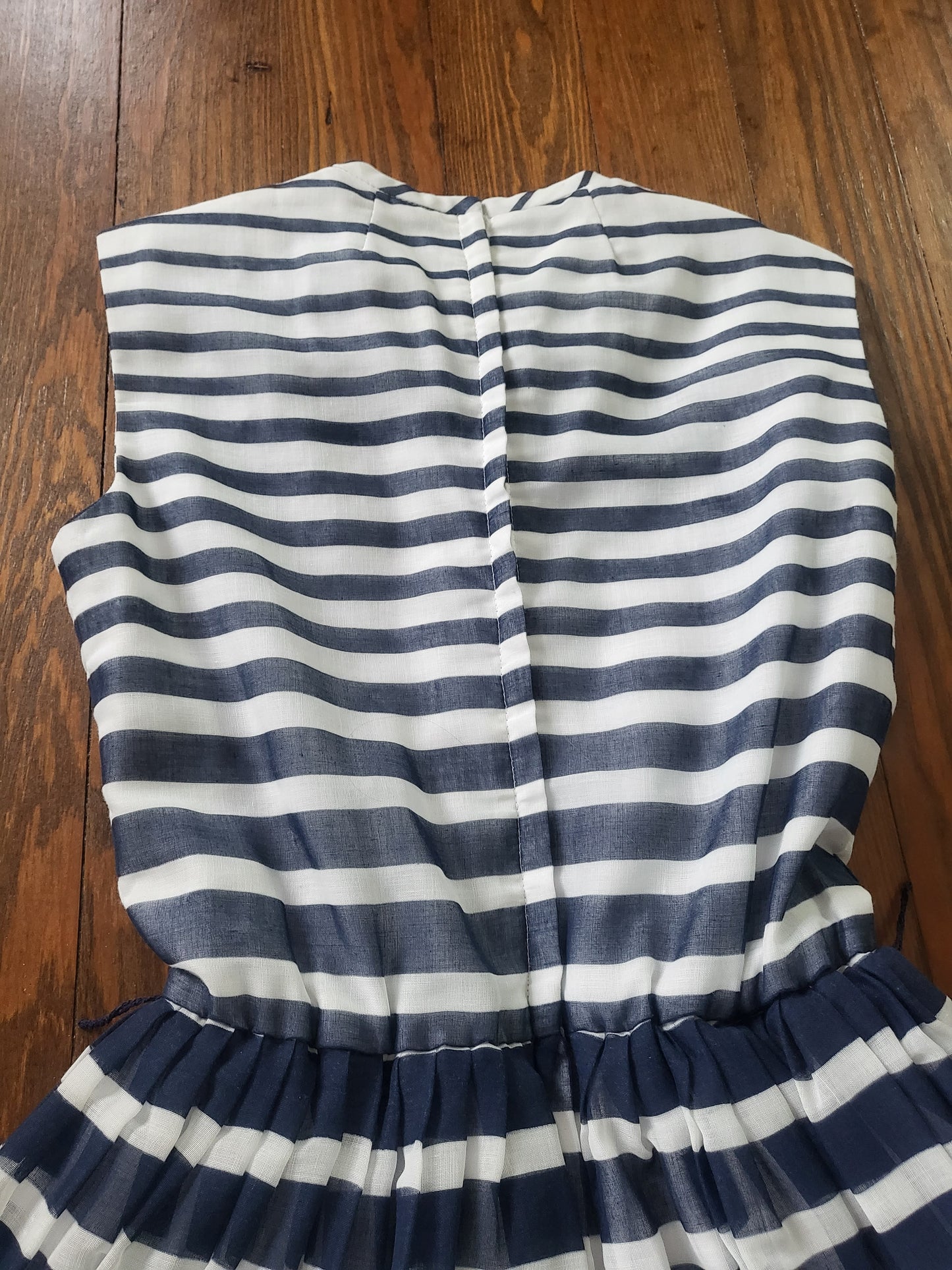 SOLD - Vintage Hartly Westwood Fashions Striped Full Skirt Dress -Navy/White