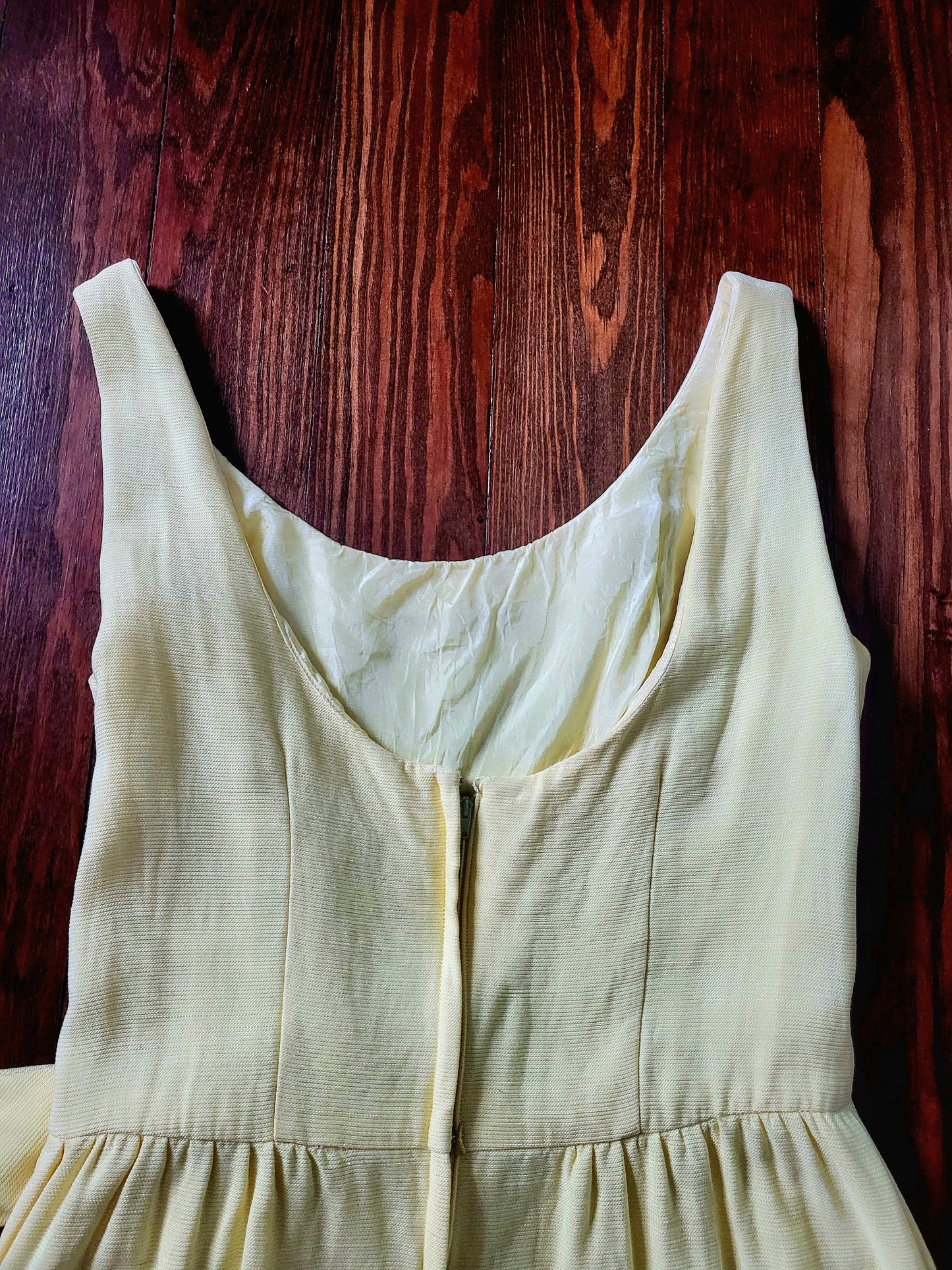 SOLD - Vintage 1960's Lemon Yellow Sun Dress with Ruffle Hem