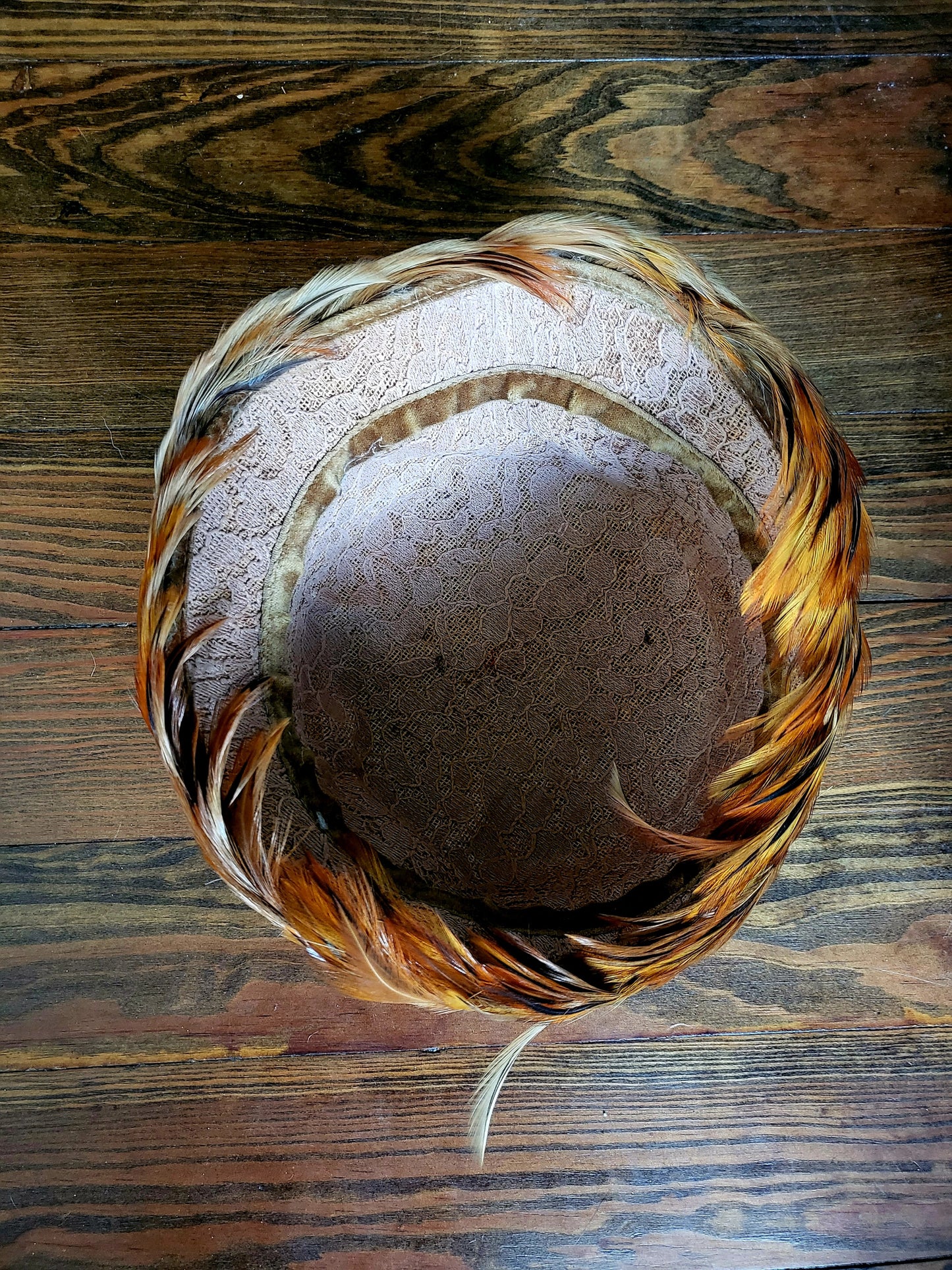HAT81 - Vintage 1950's-1960's High Crown Feather Hat