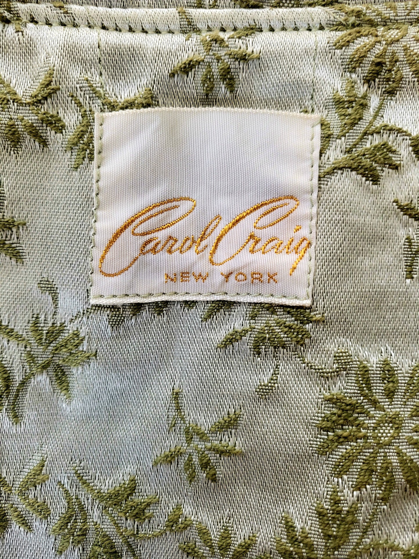 SOLD - Vintage 1950's-1960's Carol Craig Sage Green Brocade Wiggle Dress with Bolero