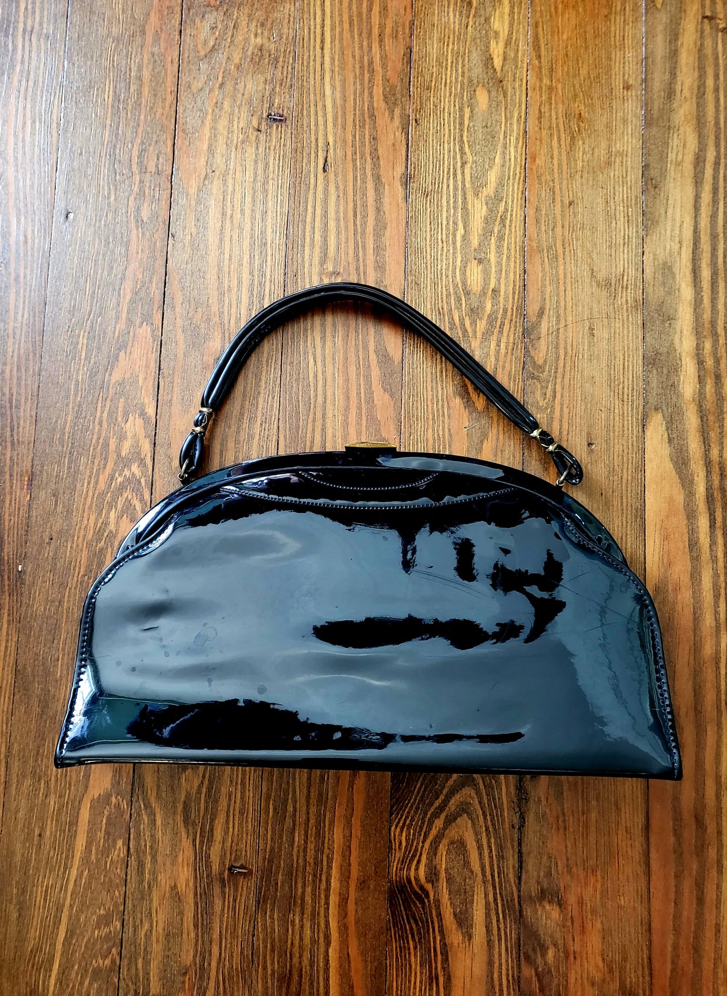 SOLD - Vintage 1950's AETNA Black Patent Leather Handbag