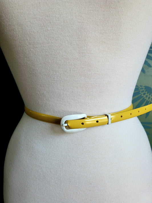 Vintage Yellow Belt with White Buckle