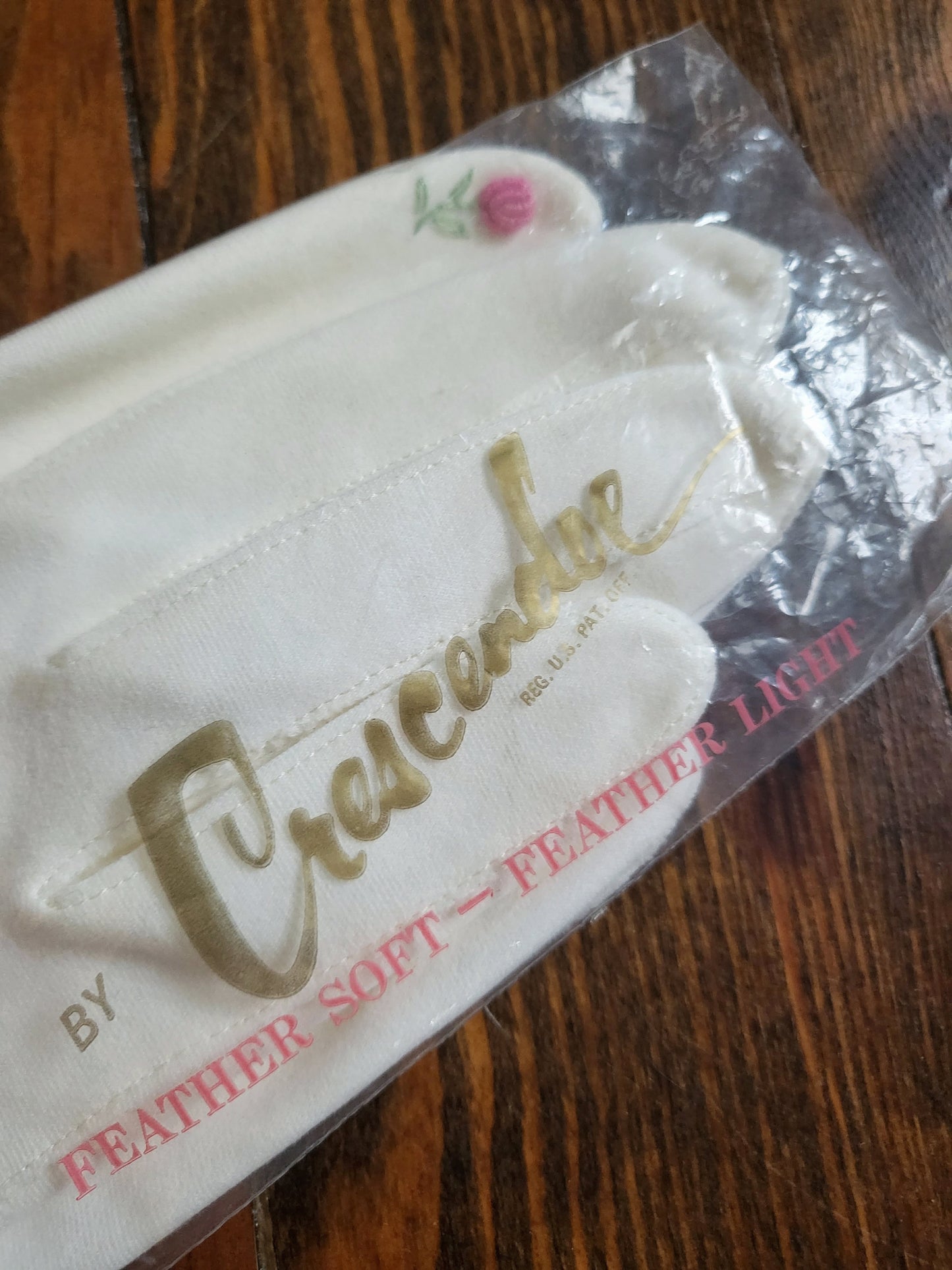 SOLD - Vintage 1950's-1960's Love-Lee by Crescendoe White Gloves with Pink Flowers