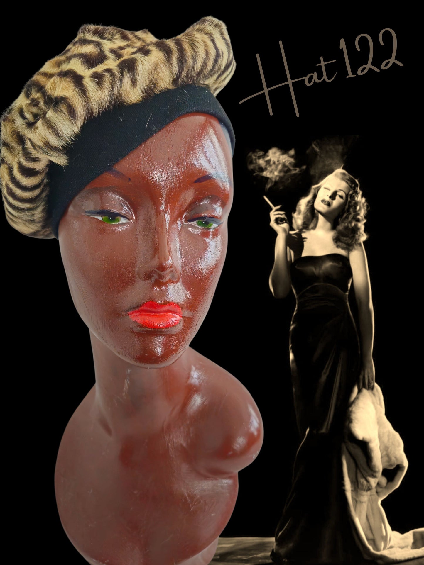 SOLD - Vintage 1940's-1950's "Miss Alice for JP Allen of Atlanta" Dyed Rabbit Slouch Beret