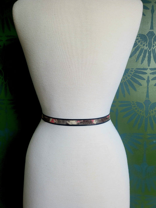 Vintage Loralyn Gray and Pink Abstract Print Belt