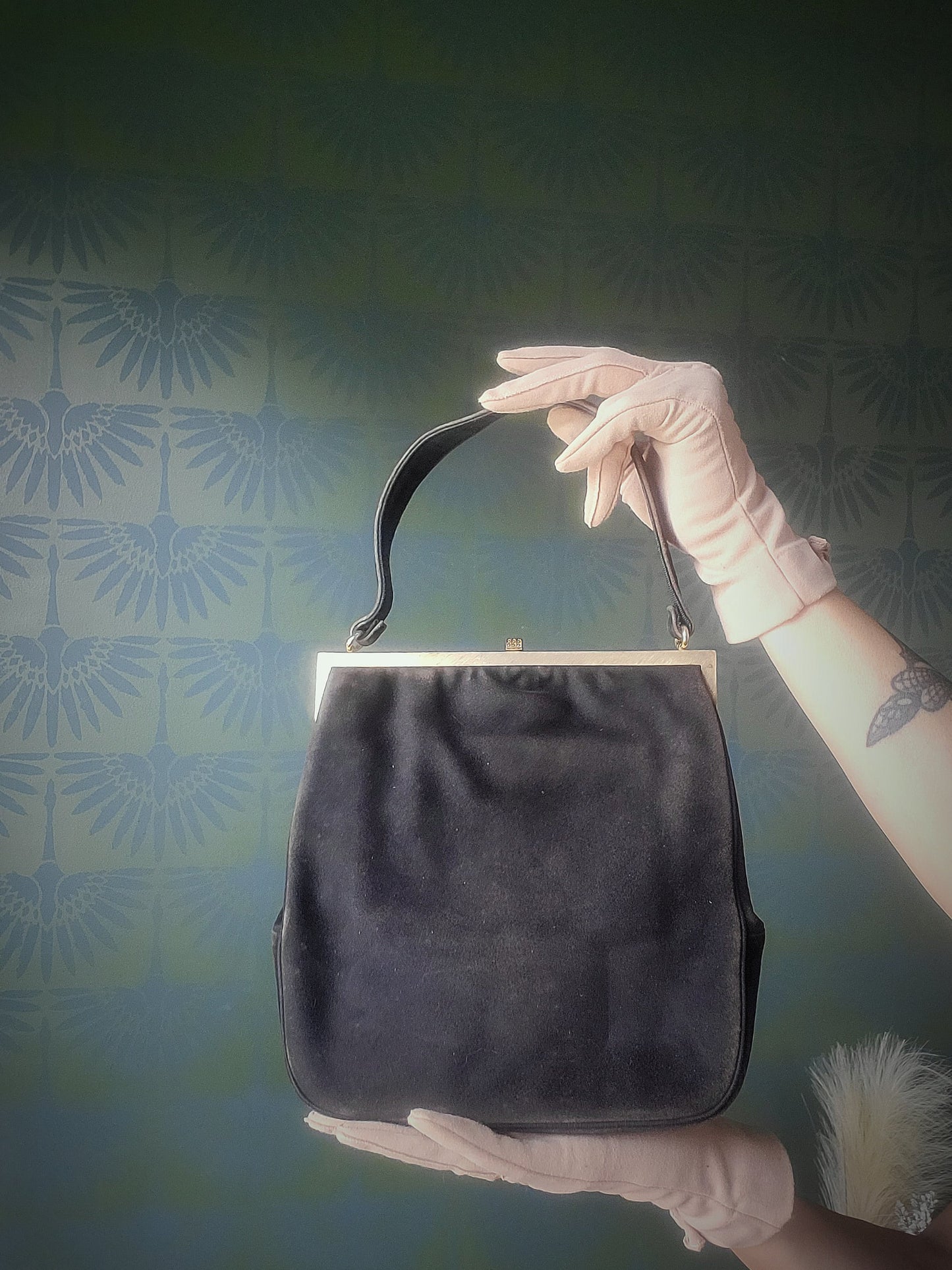 SOLD - Vintage 1940's-1950's Harry Rosenfeld Suede Handbag