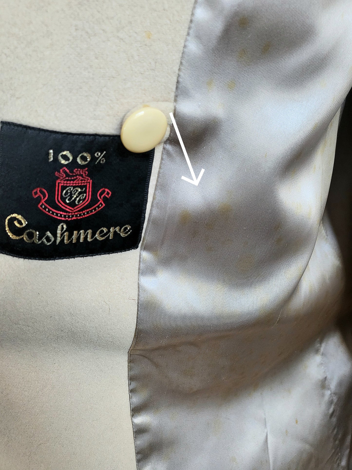 SOLD - Vintage 1950's Cashmere Ladies Box Coat - Beige