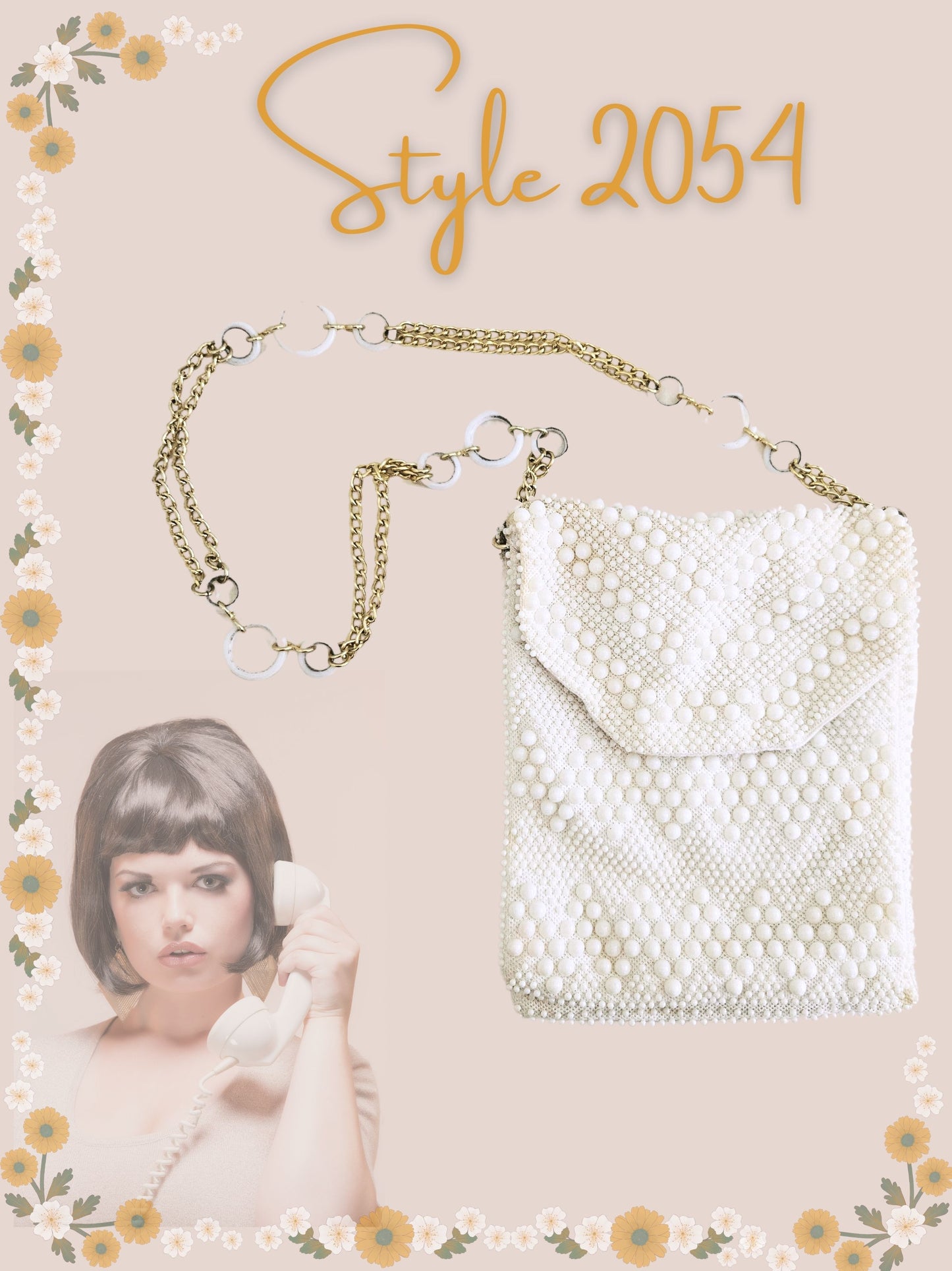 SOLD - Vintage 1960's White Beaded Purse