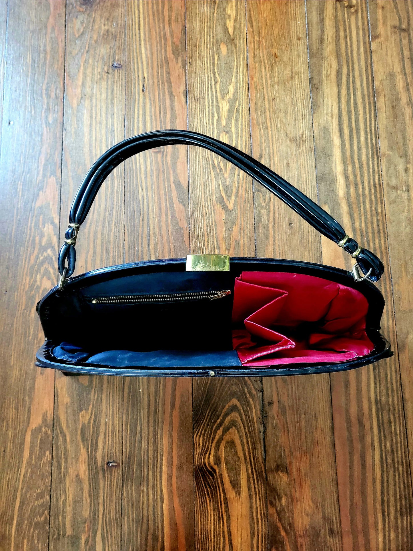 SOLD - Vintage 1950's AETNA Black Patent Leather Handbag