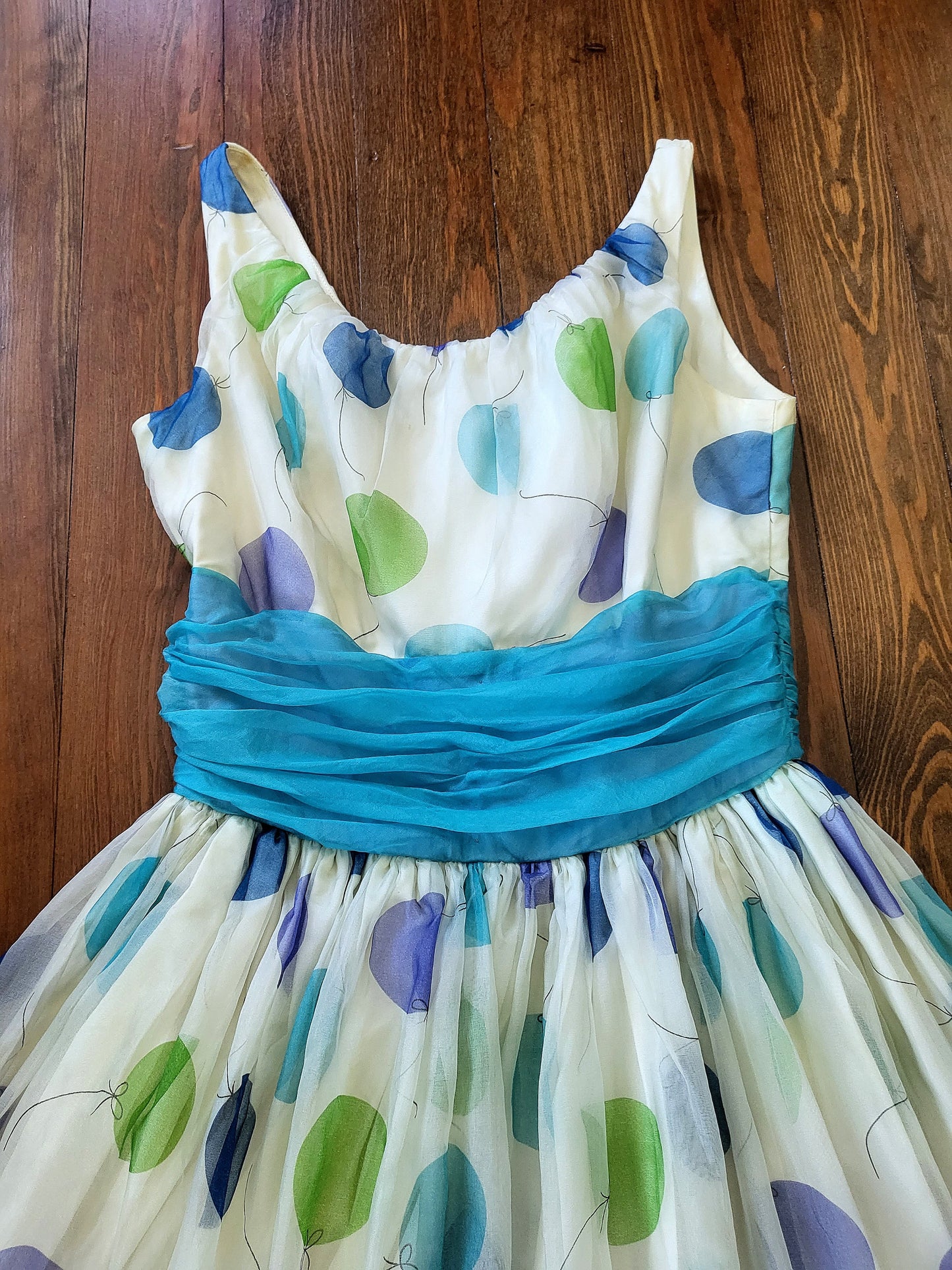 SOLD - Vintage 1950's Jr. Theme of New York Balloon Print Dress