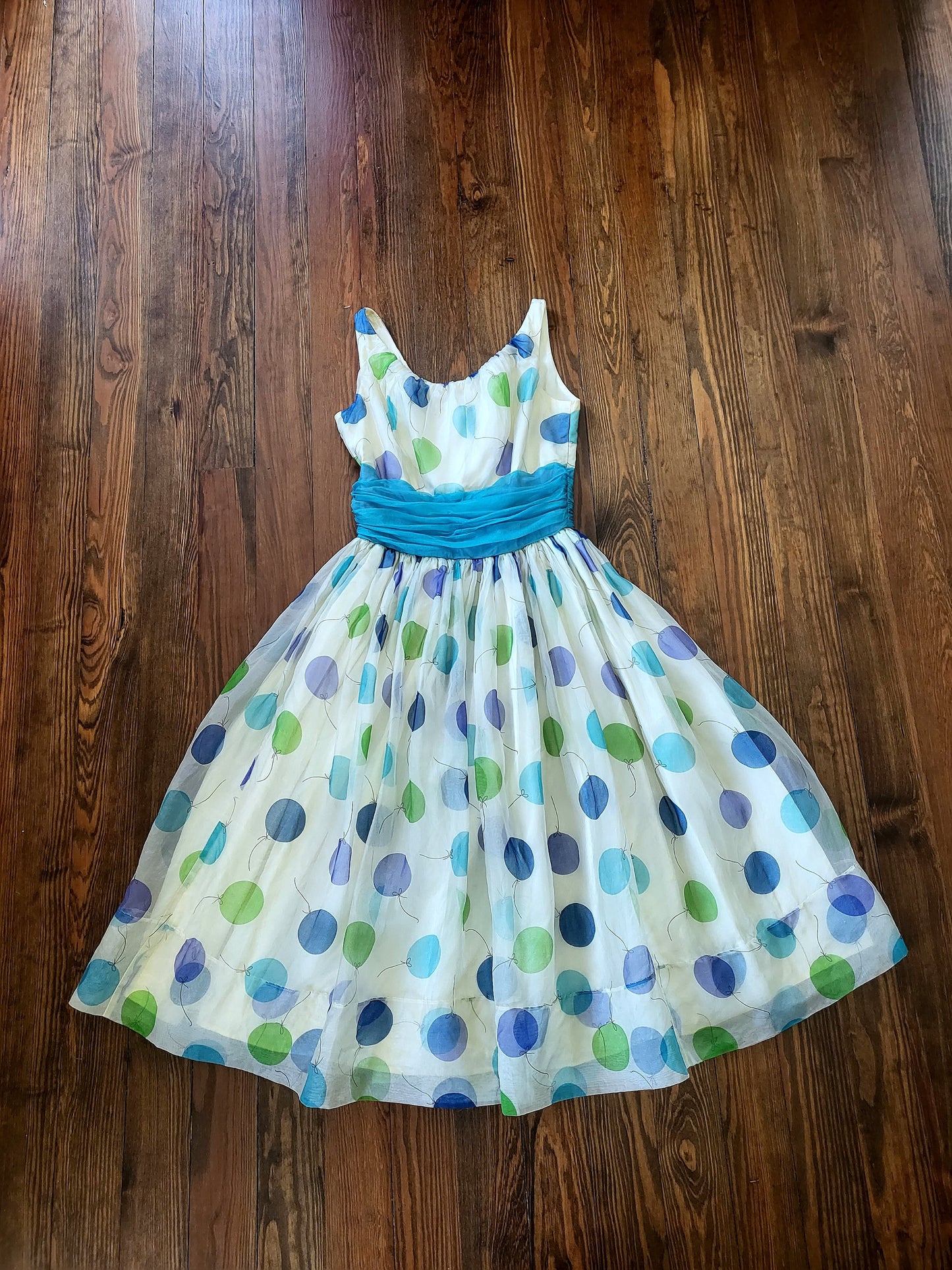 SOLD - Vintage 1950's Jr. Theme of New York Balloon Print Dress