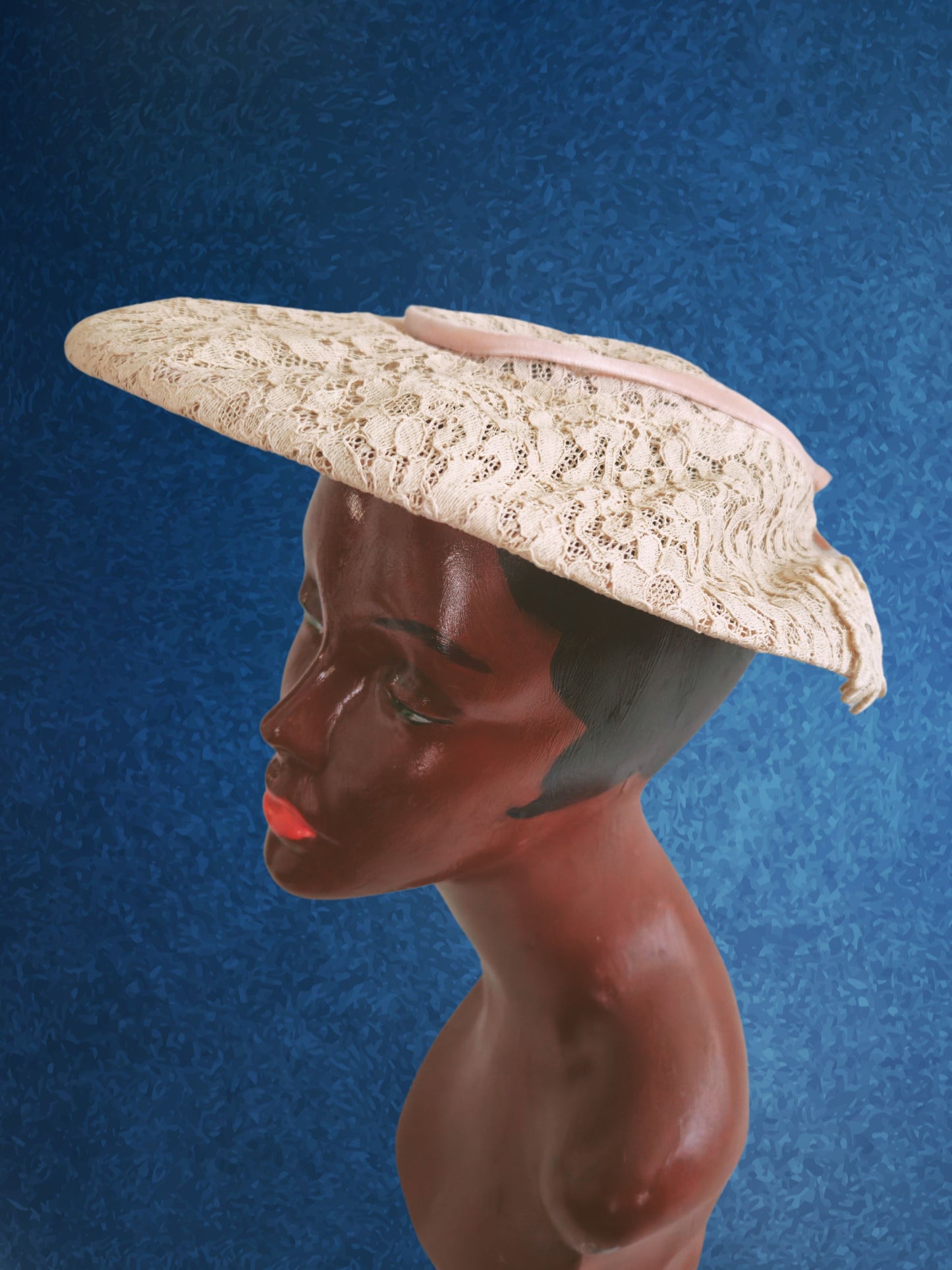 SOLD - Vintage 1940's-1950's Pale Pink Lace Saucer Hat