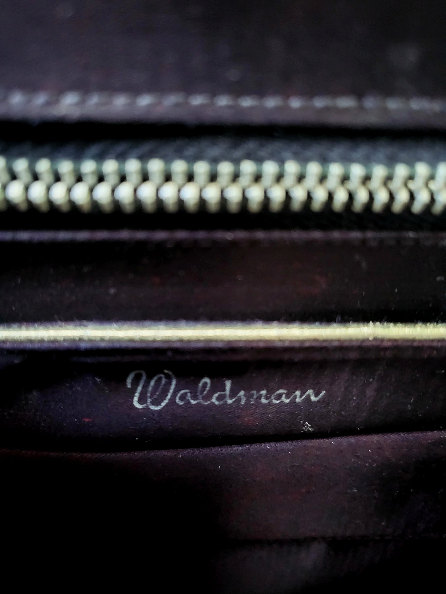 SOLD - Vintage "Waldman" Mid Century Navy Leather Handbag