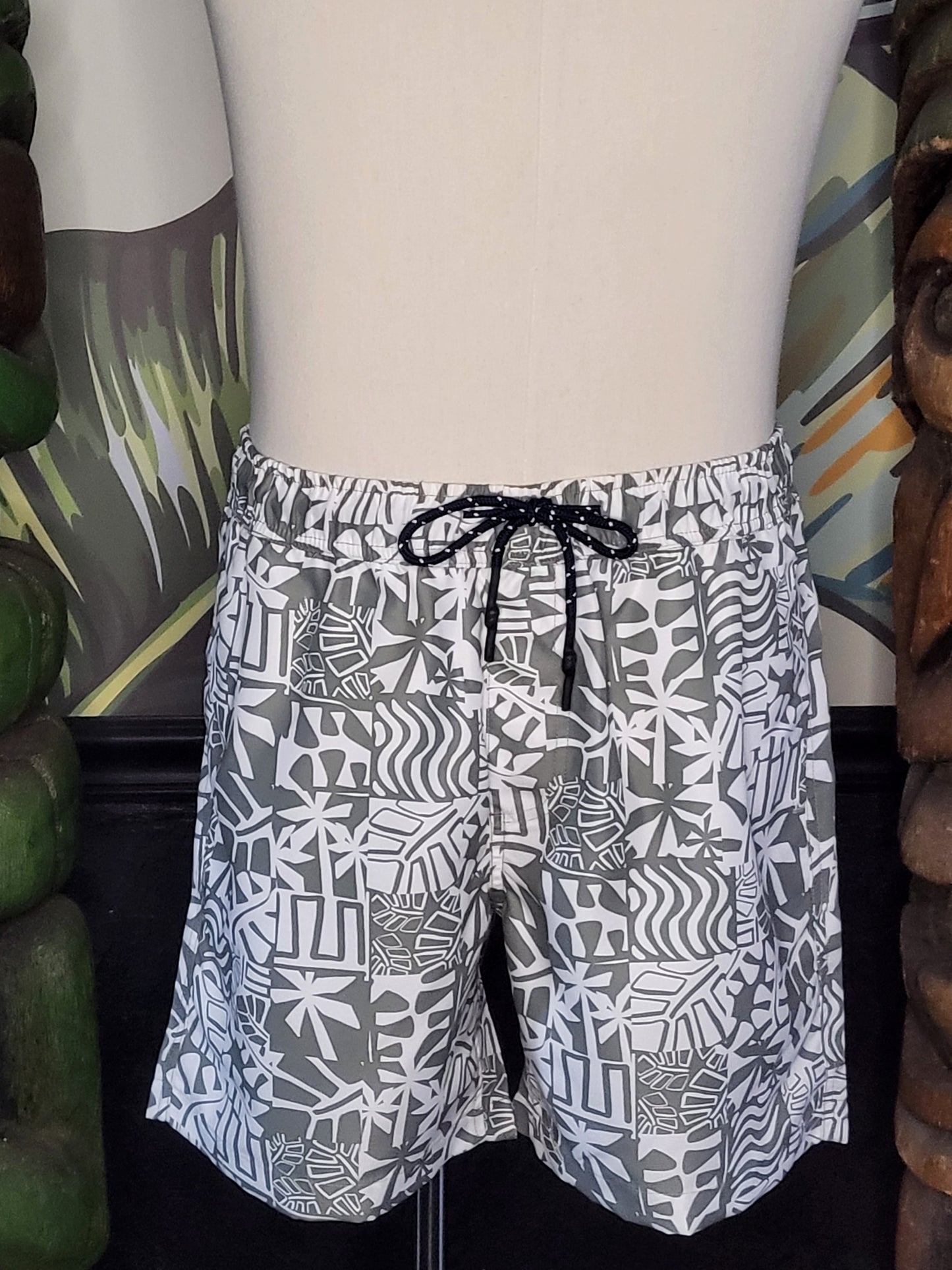 Jimmy Geo Leaf Print Lined Volley Shorts - Seagrass