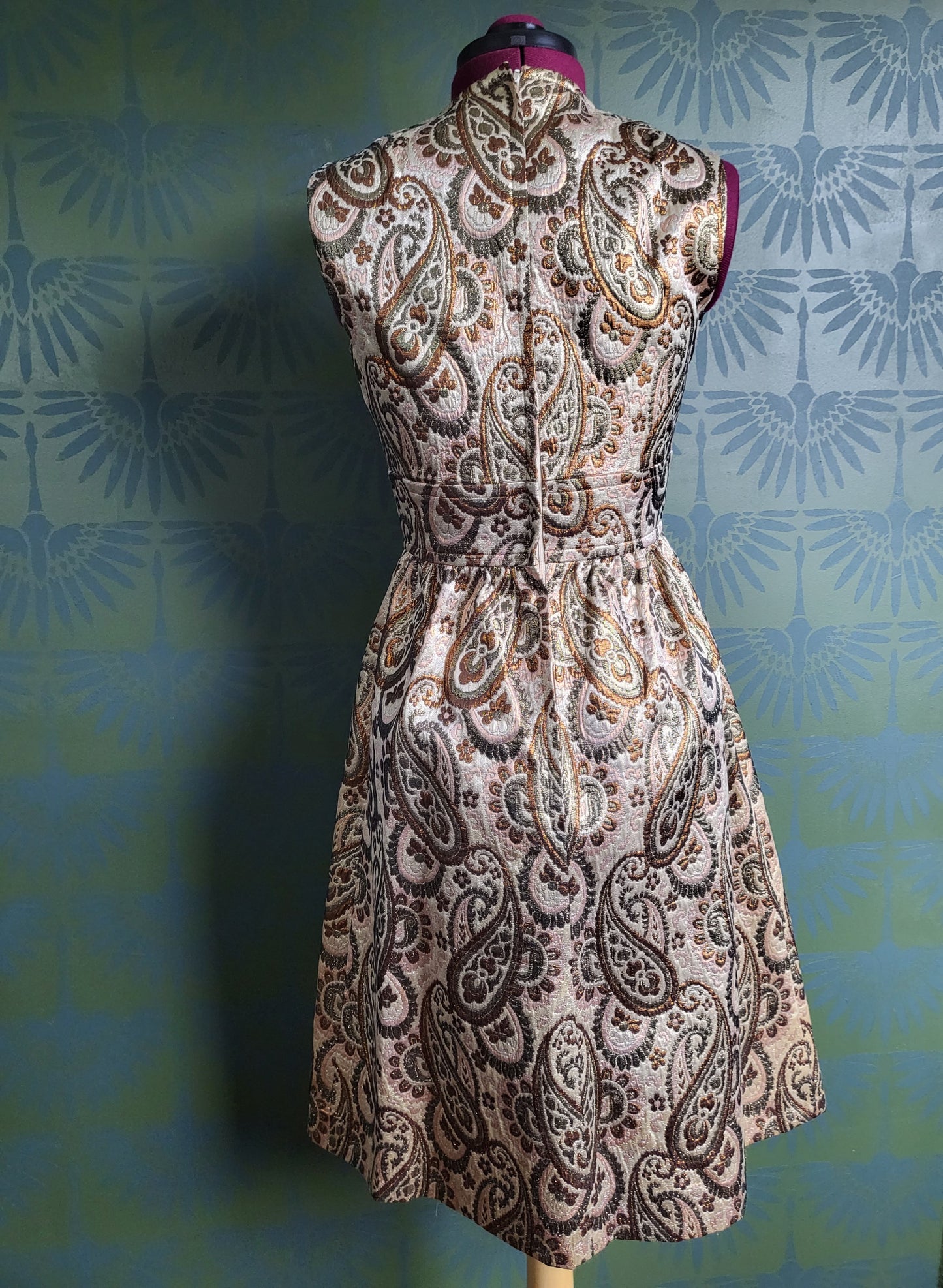 SOLD - Vintage 1960's Kent Original Metallic Bronze Paisley Short Gown with Jacket